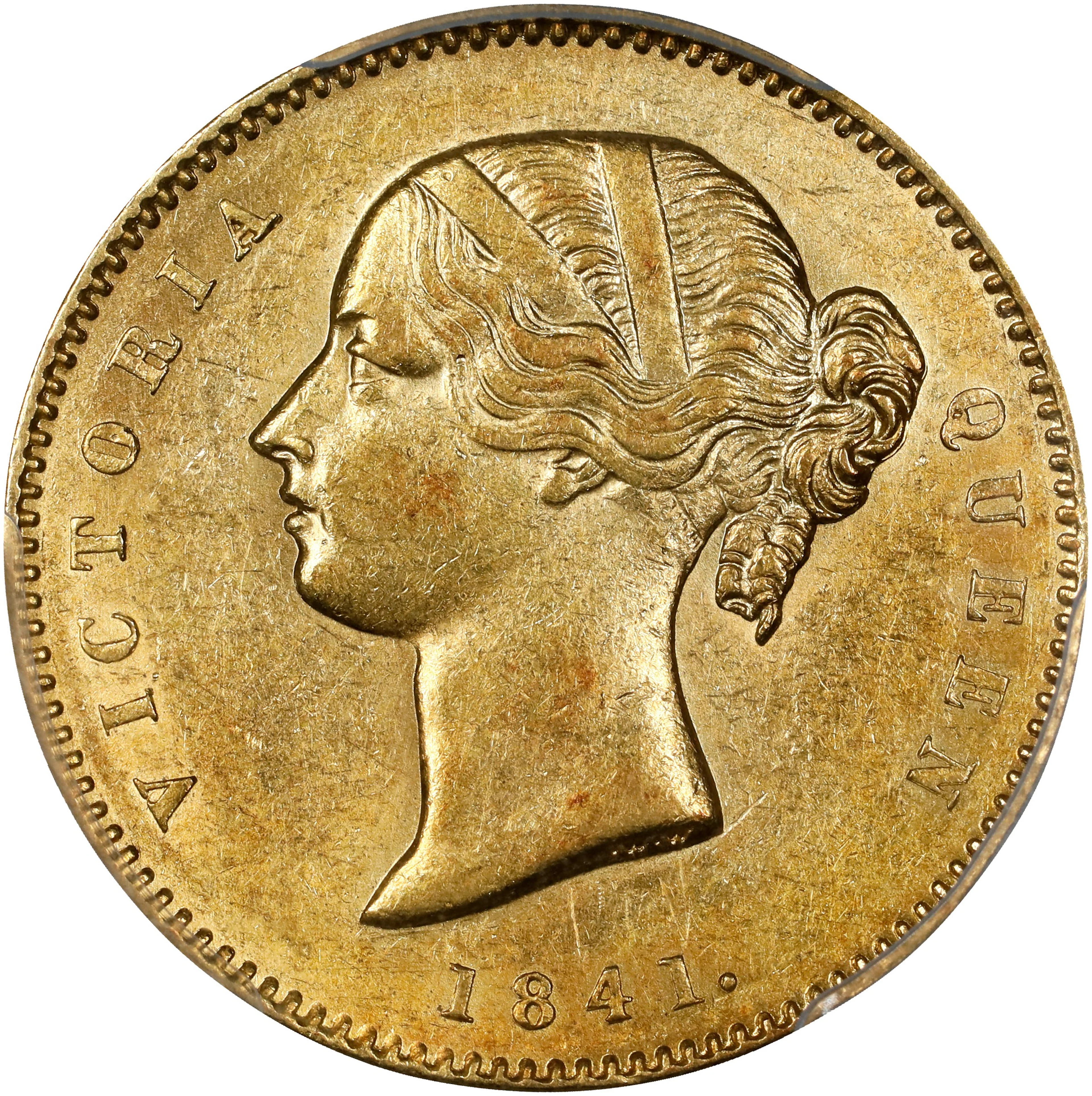 INDIA. British East India Company. Mohur, 1841.-(C). Calcutta Mint.