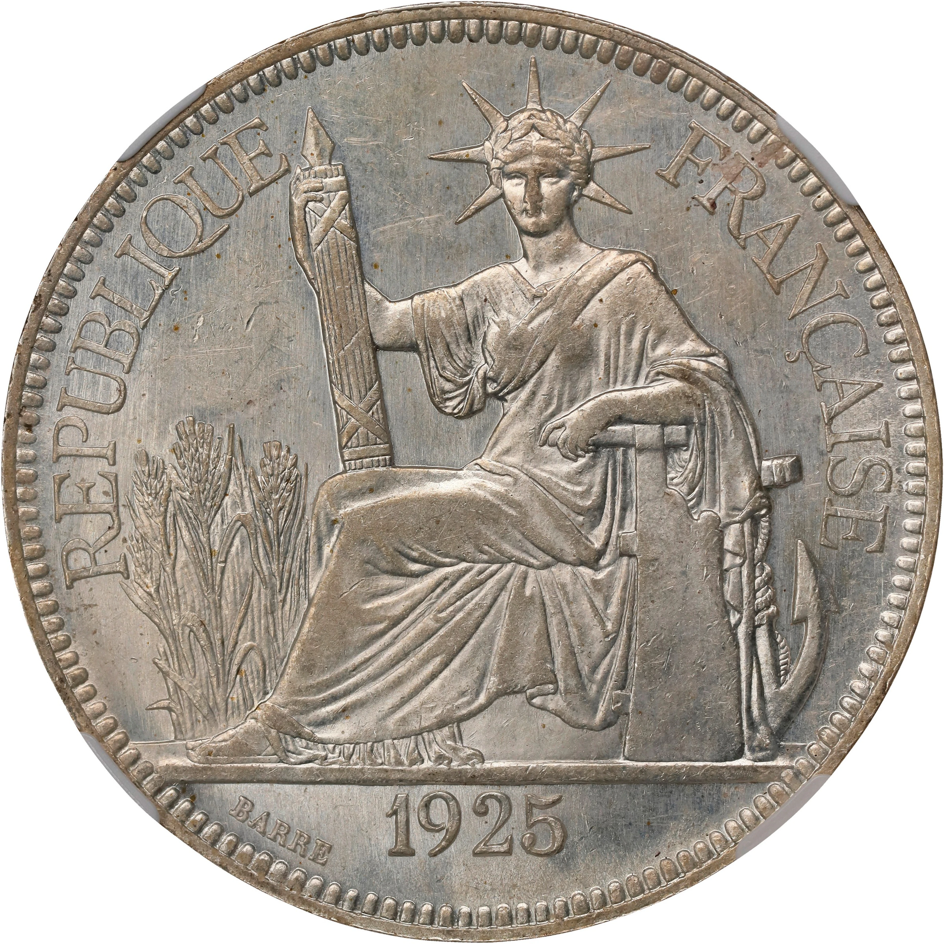 FRENCH INDO-CHINA. Piastre, 1925-A. Paris Mint. NGC MS-62.