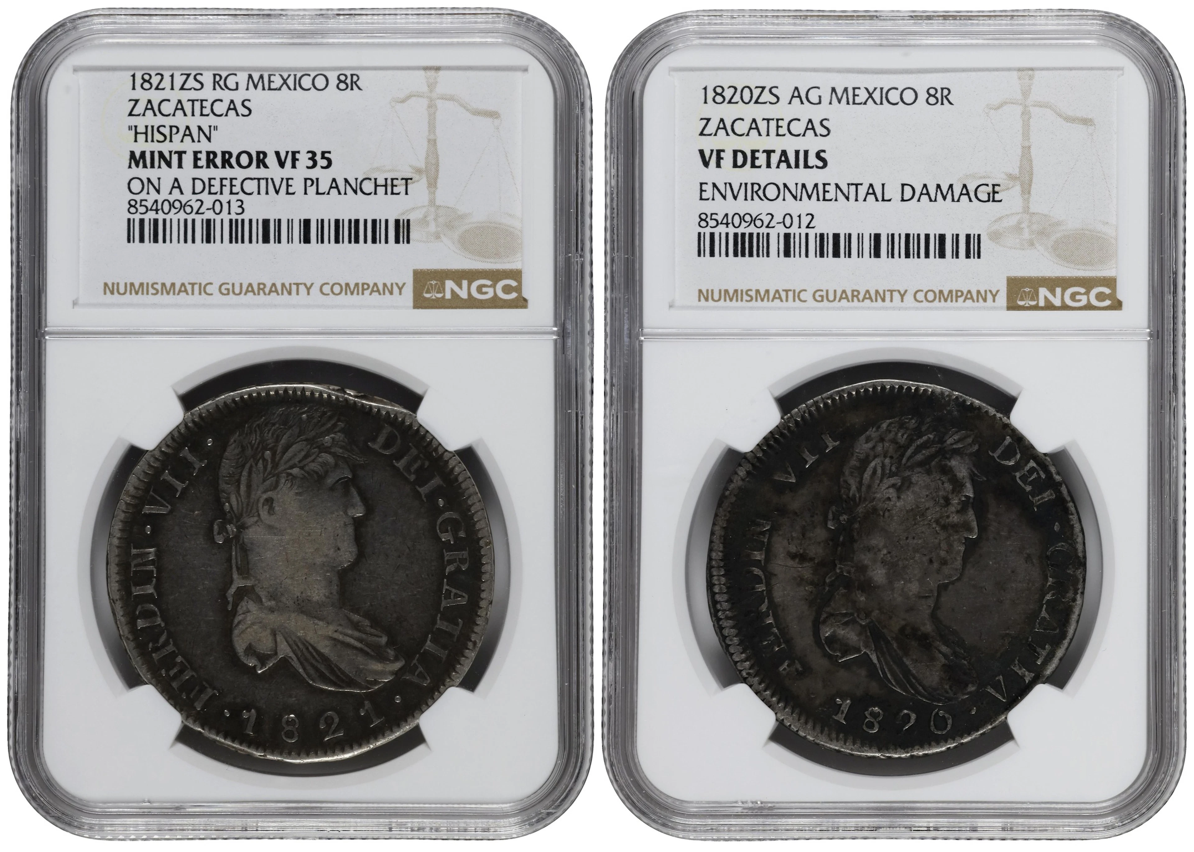 MEXICO. War of Independence. Zacatecas. Duo of 8 Reales (2 Pieces)