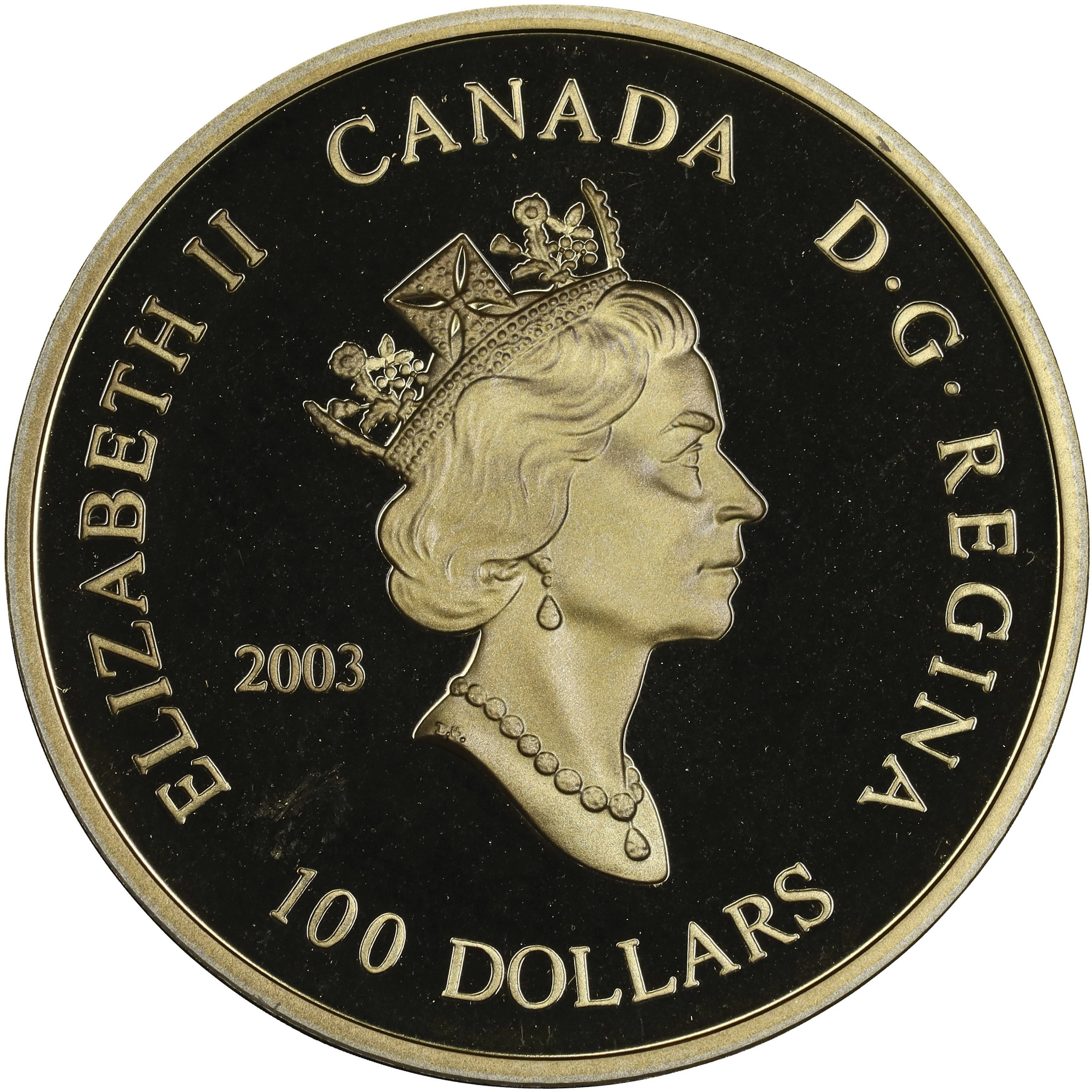 (0.25 oz, 7.776 g AGW). Canada. 2003 Marquis Wheat Gold $100.