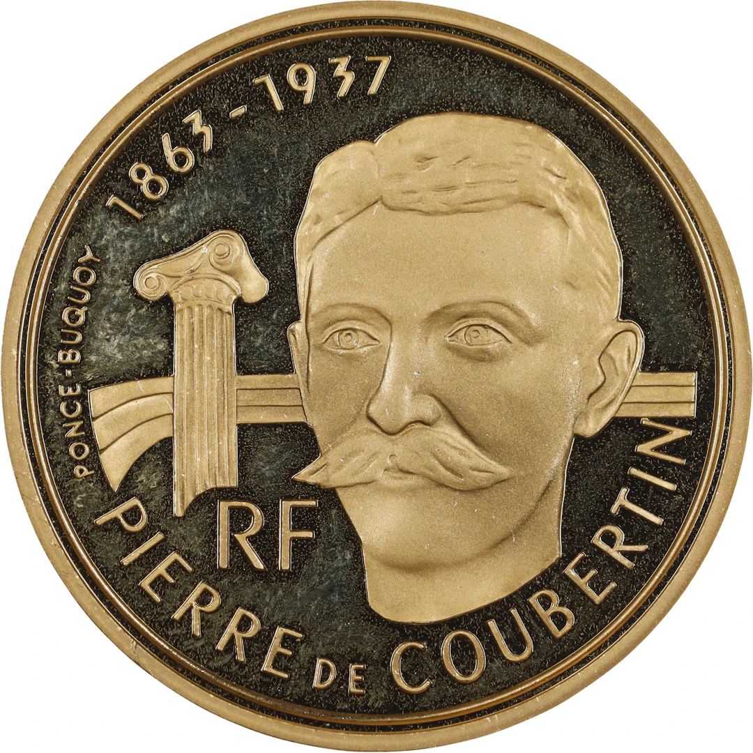 (0.503 oz, 15.645 g AGW). France. 1991 Pierre de Coubertin Olympic
