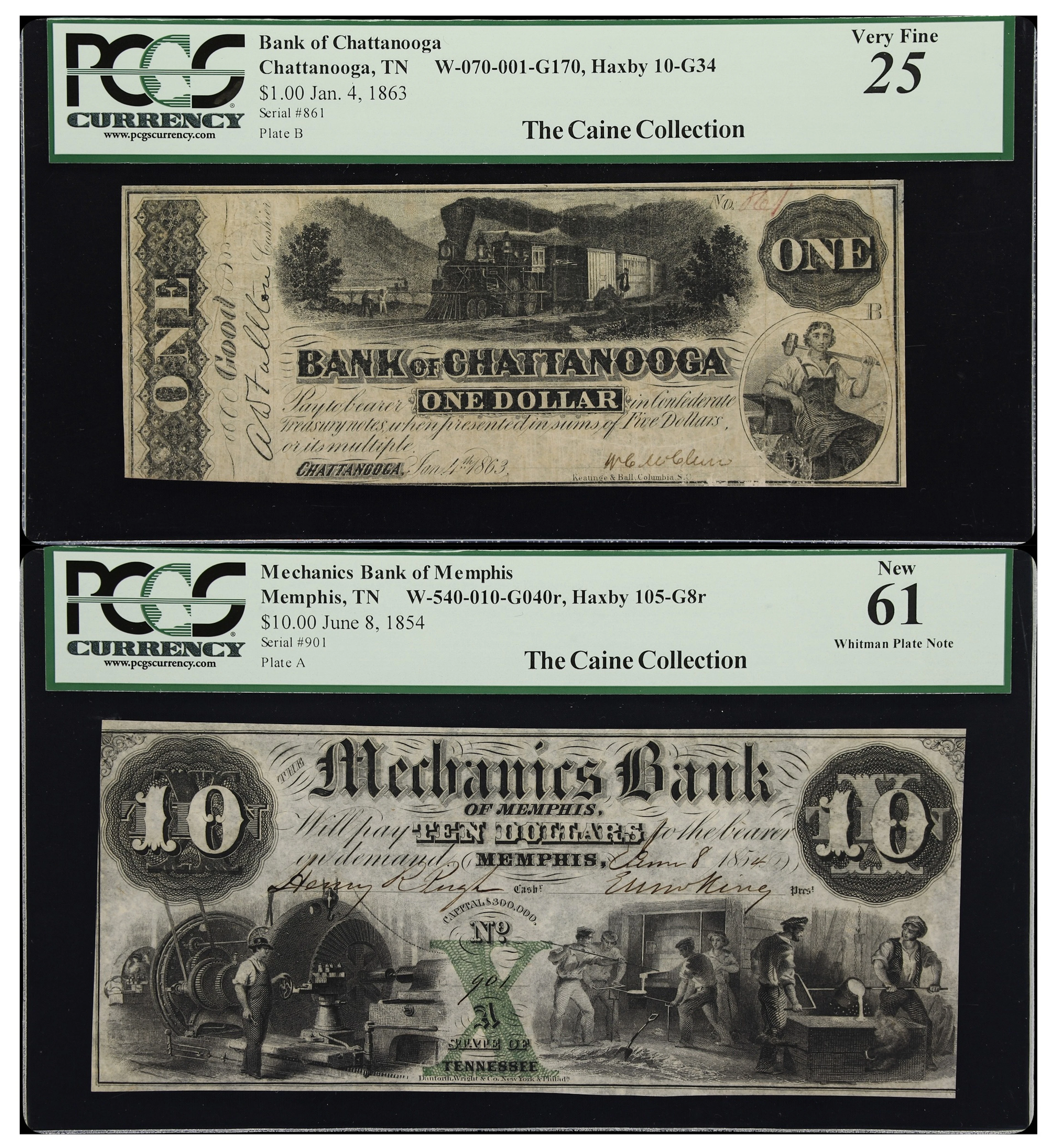 Lot of (2) Chattanooga & Memphis, Tennessee. Bank of Chattanooga &