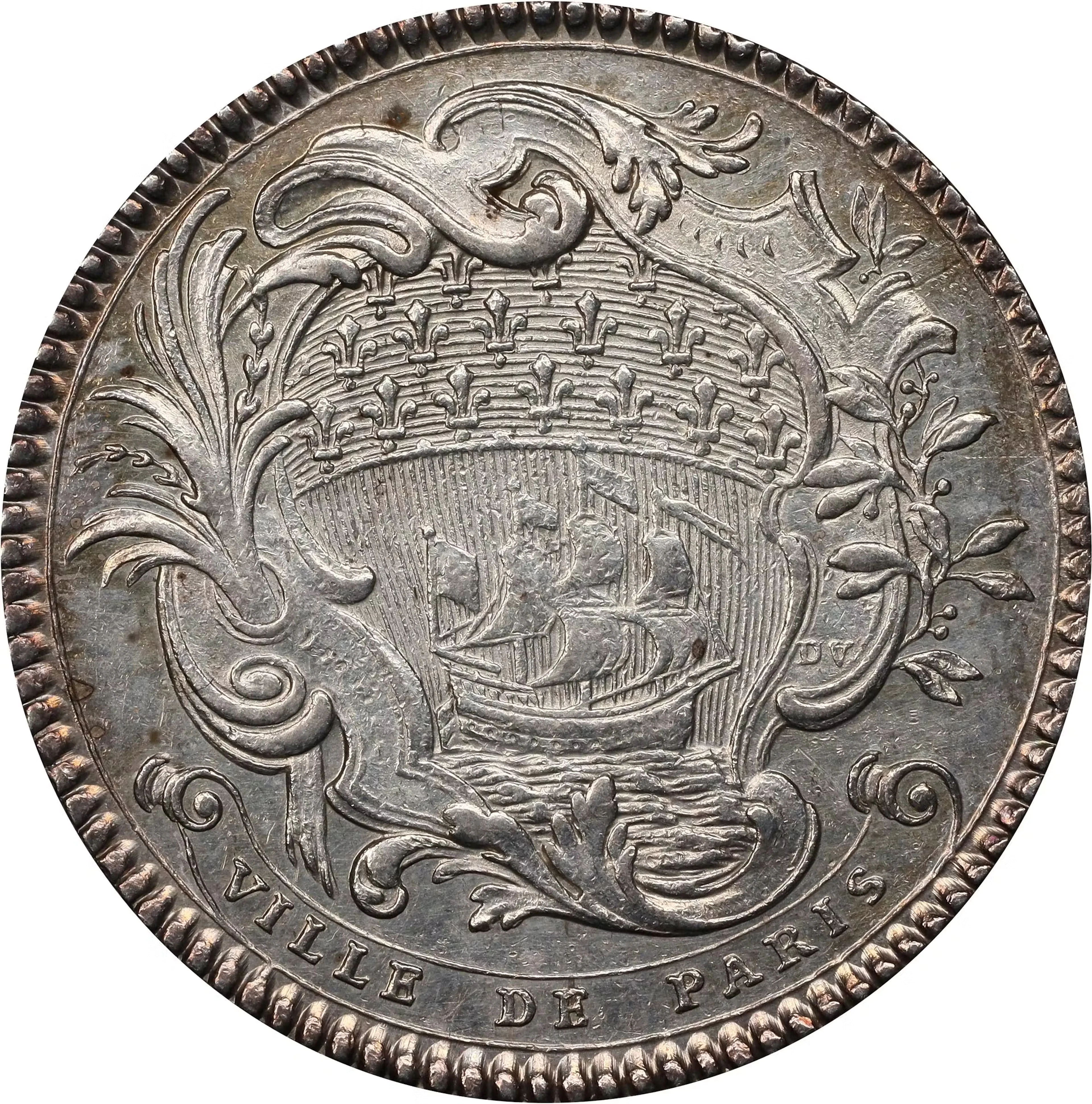 FRANCE. Louis Bazile de Bernage Silver Jeton, 1746. UNCIRCULATED Details