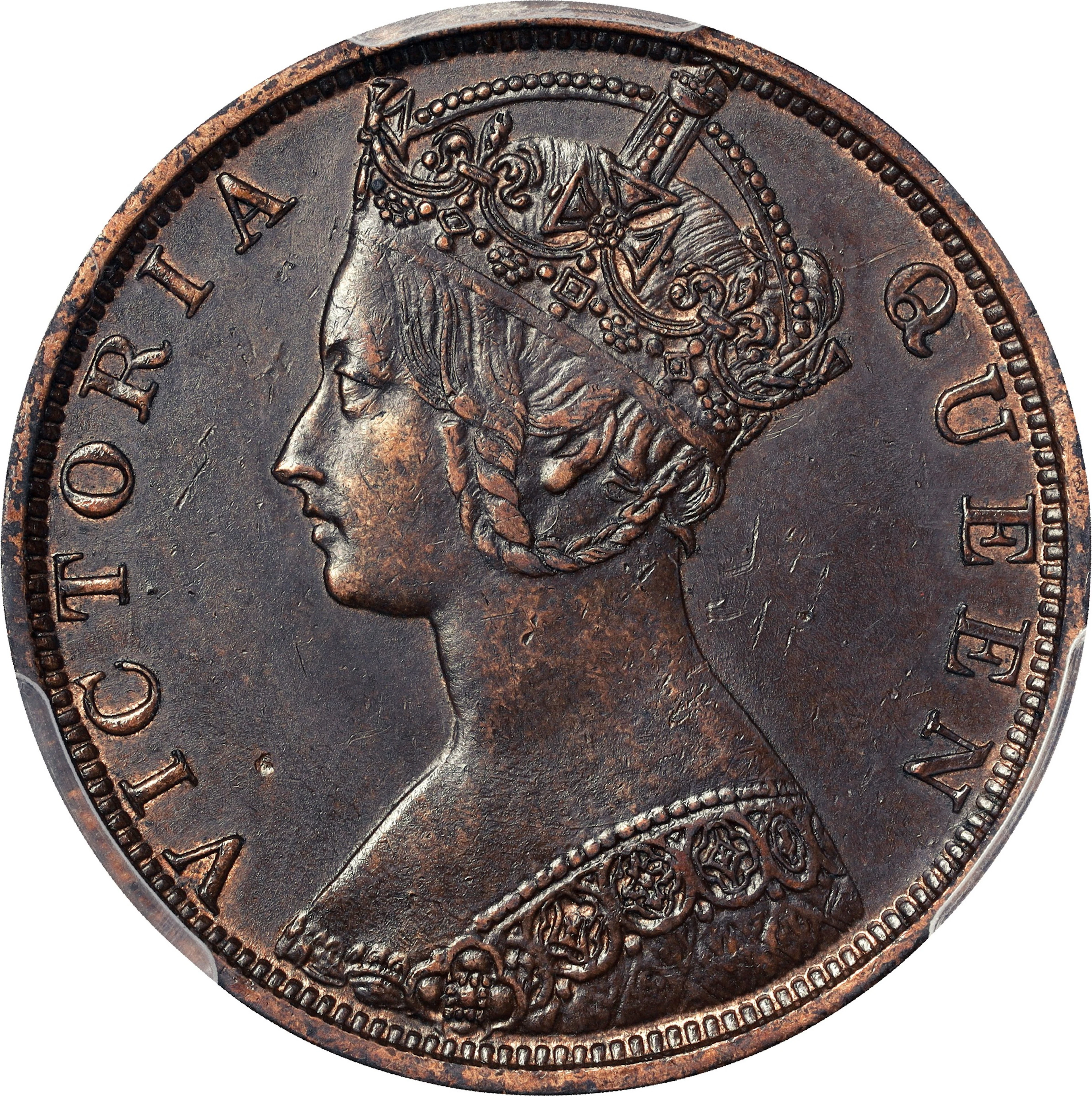 (t) HONG KONG (SAR). Cent, 1880. London Mint. Victoria. PCGS AU-58.