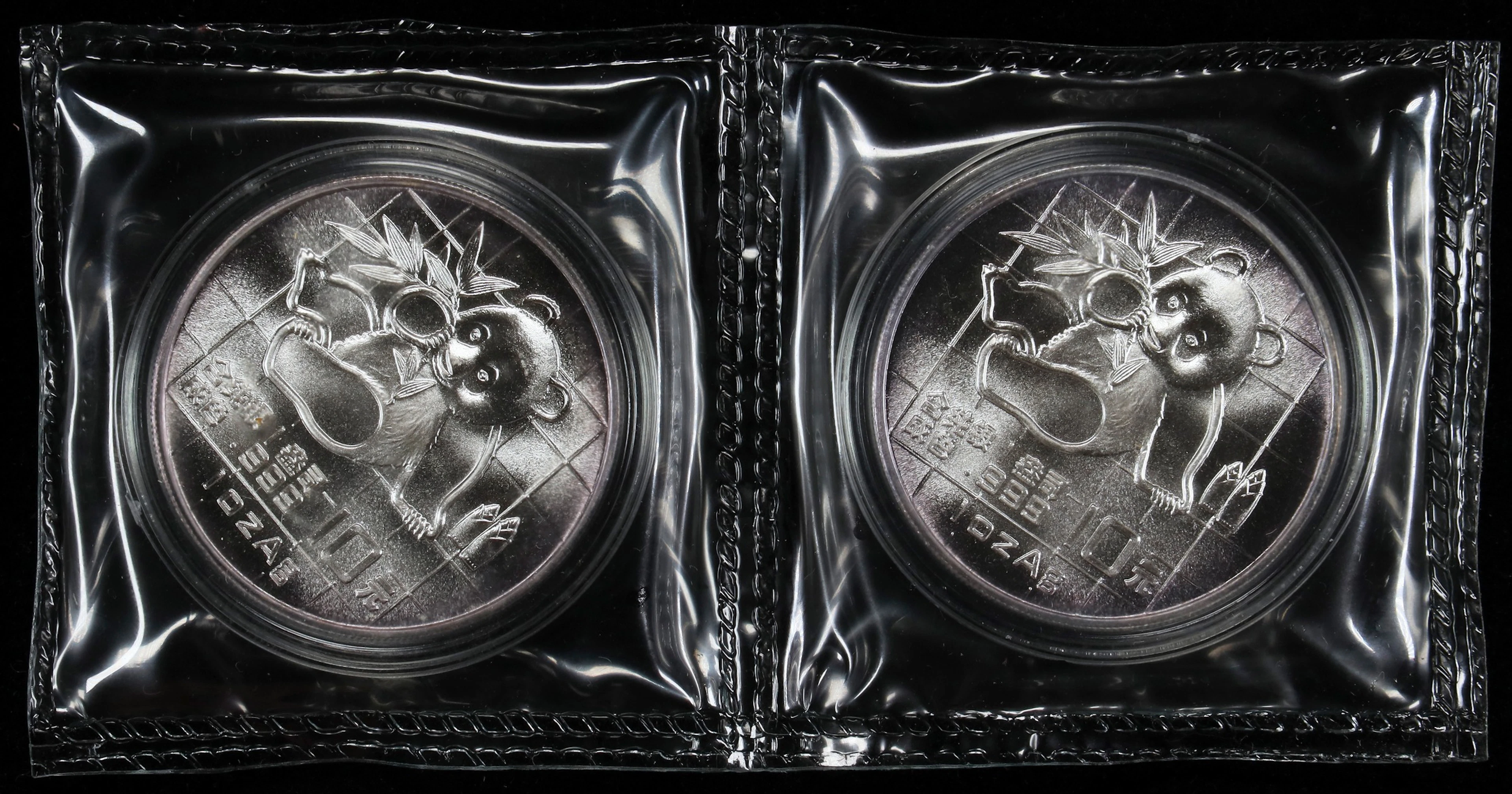 CHINA. Duo of Silver 10 Yuan (2 Pieces), 1989. Panda Series. GEM UNCIRCULATED.