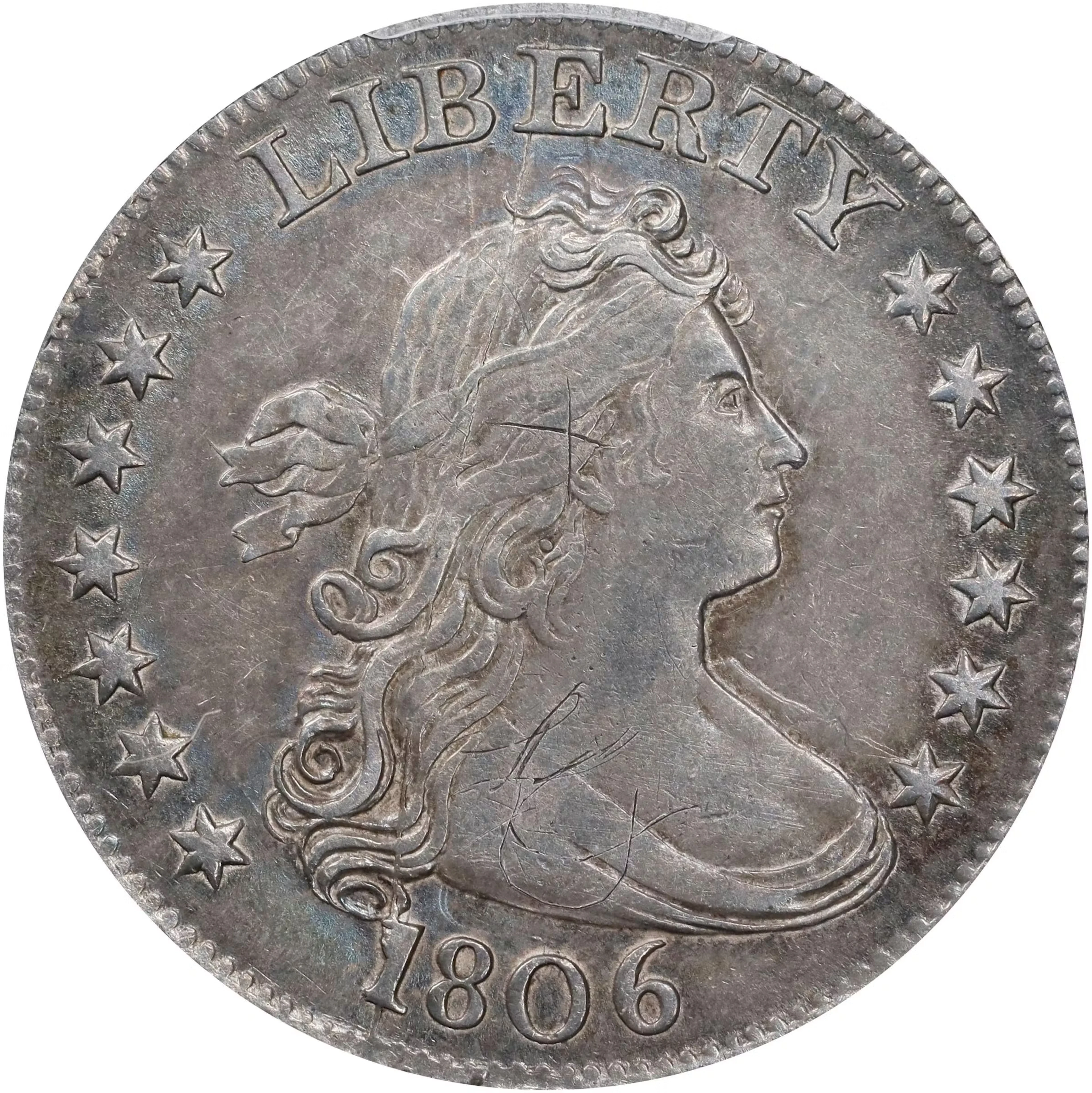 1806 Draped Bust Quarter. B-9. Rarity-1. AU Details--Graffiti (PCGS).