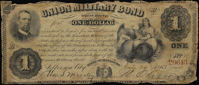 Jefferson City, Missouri. State of Missouri. Union Military Bond.