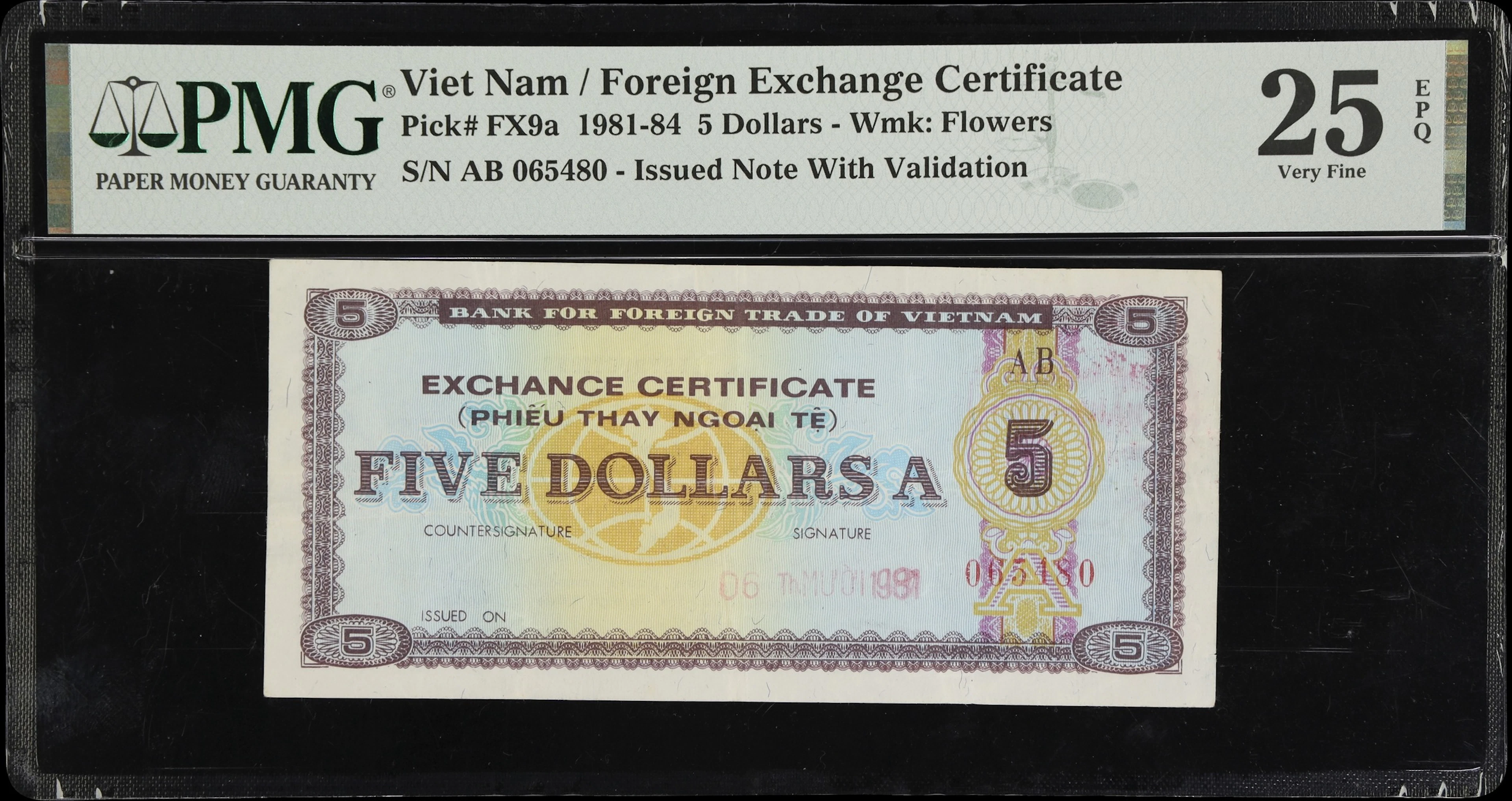 VIETNAM. Bank for Foreign Trade of Vietnam. 5 Dollars, 1981. P-FX9a.