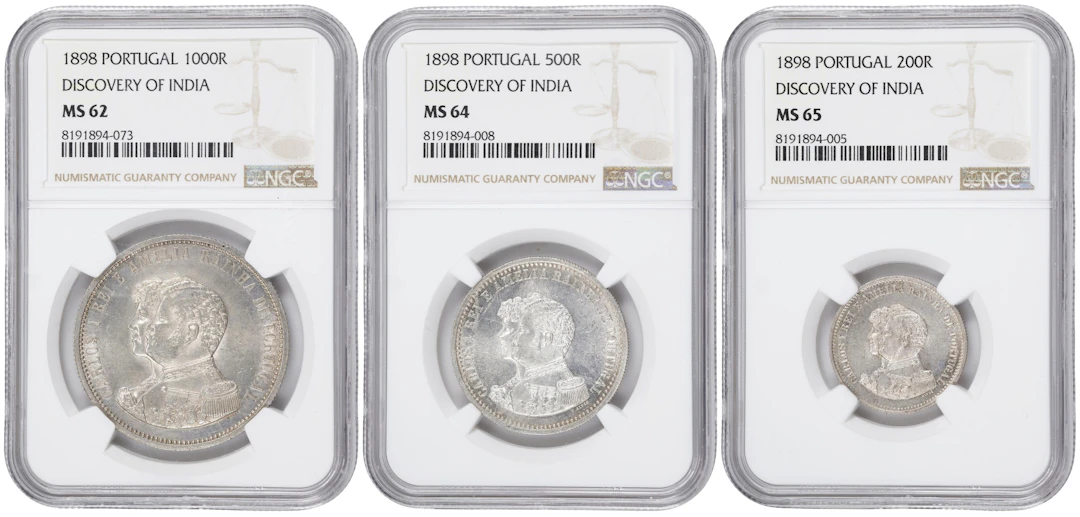 PORTUGAL. Trio of Silver Denominations (3 Pieces), 1898. Lisbon Mint.