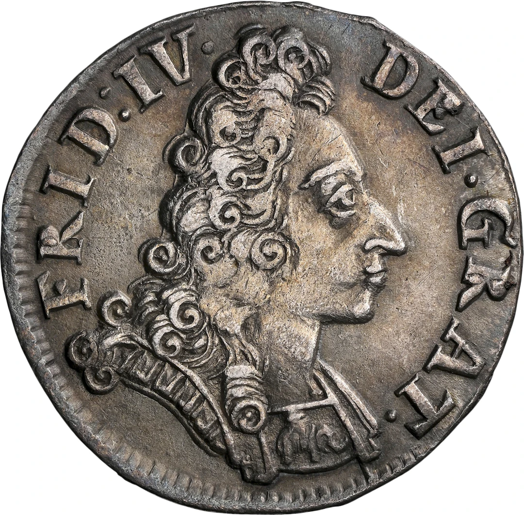 DENMARK. 8 Skilling, 1703. Glückstadt Mint. Frederik IV. NGC AU-58.