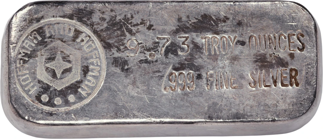 (9.73 oz, 302.642 g ASW). Hoffman & Hoffman 9.73 oz Silver Bar.
