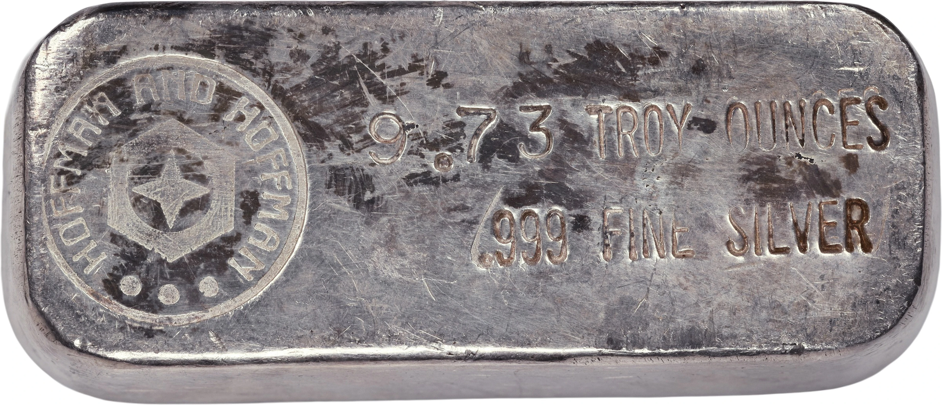 (9.73 oz, 302.642 g ASW). Hoffman & Hoffman 9.73 oz Silver Bar.