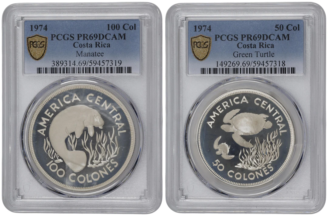 COSTA RICA. Duo of Wildlife Conservation Issues (2 Pieces), 1974.