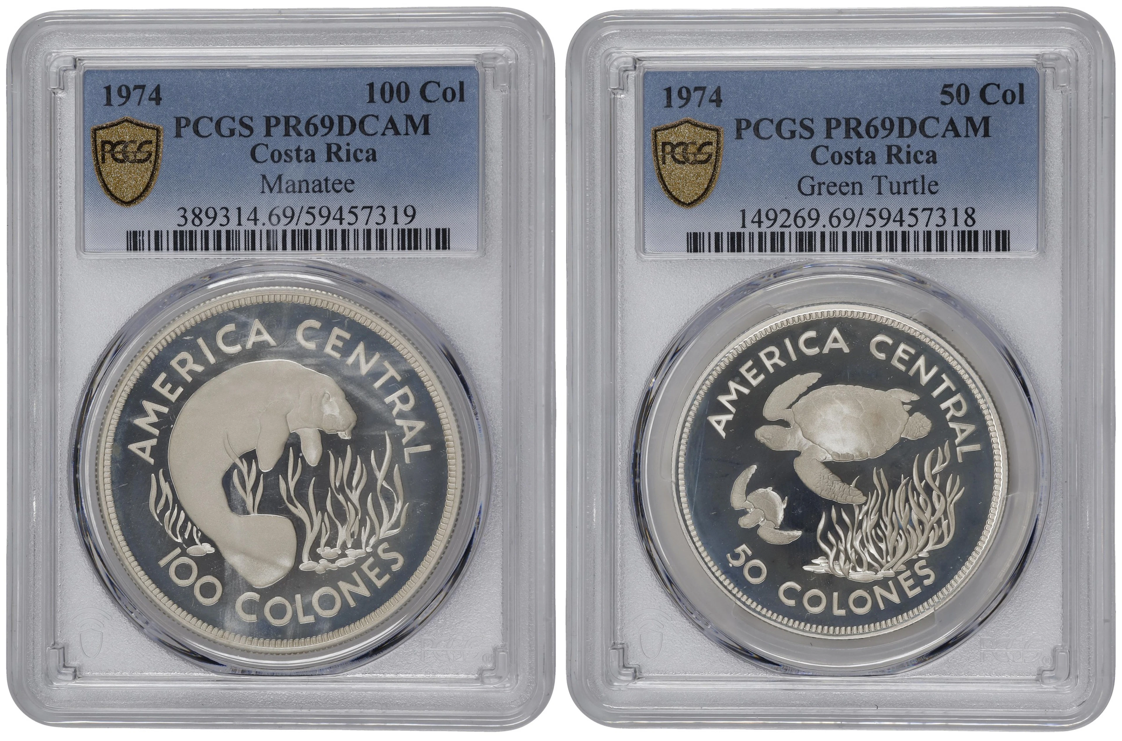 COSTA RICA. Duo of Wildlife Conservation Issues (2 Pieces), 1974.