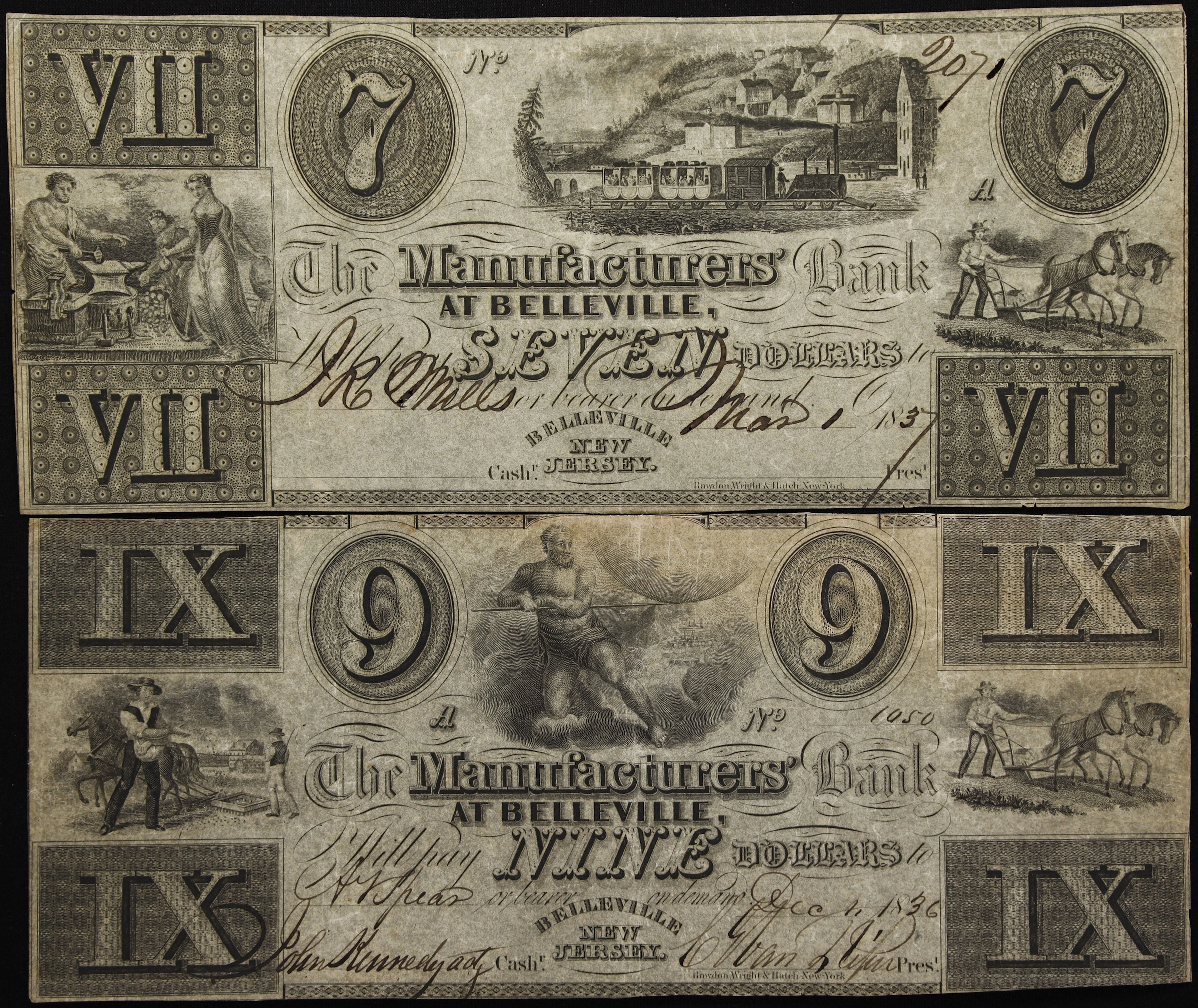 Lot of (2) Belleville, New Jersey. Manufacturers' Bank at Belleville.
