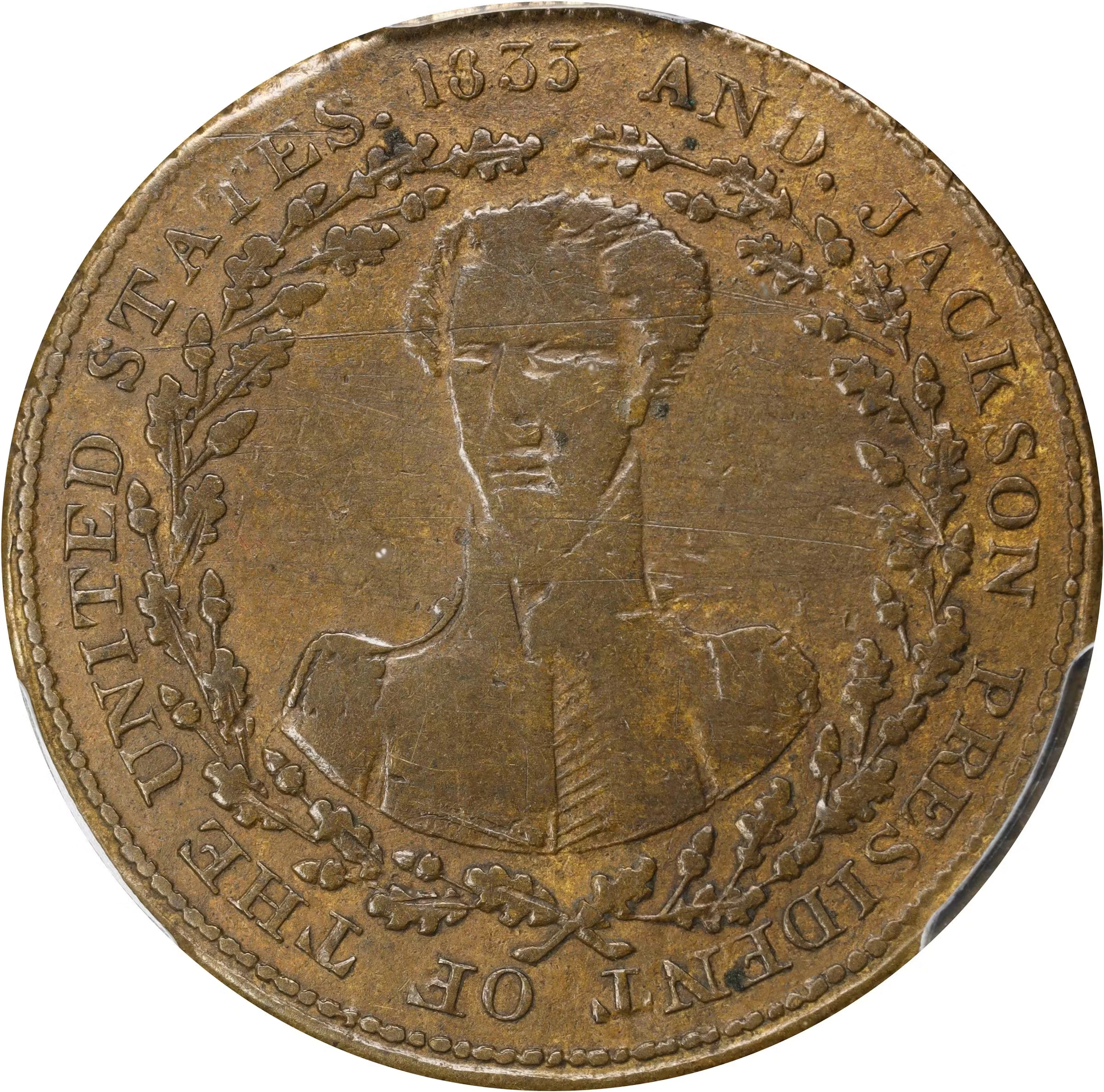 1833 Andrew Jackson. Large Shield. HT-7, Low-5, DeWitt-AJACK 1832-3
