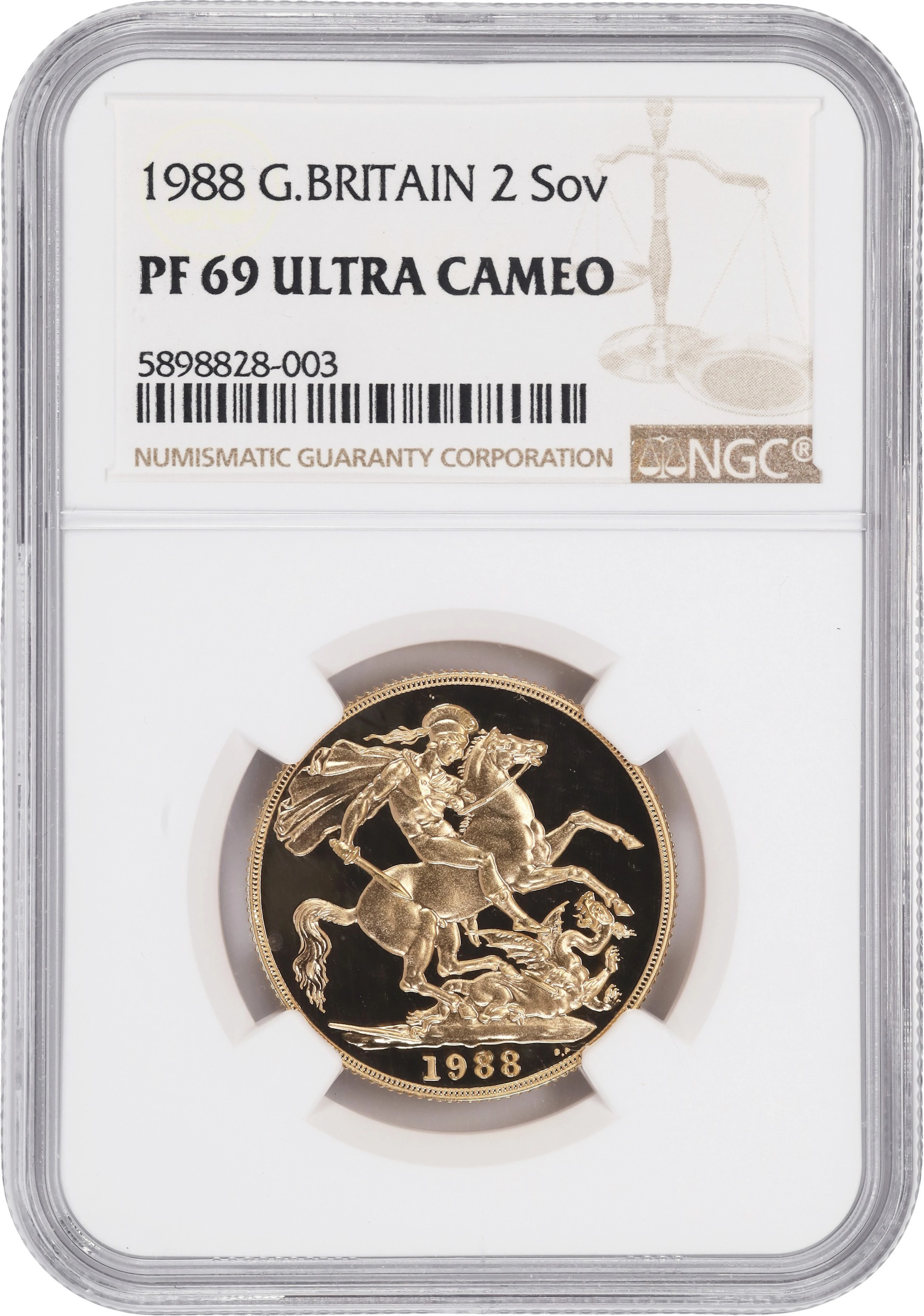 (0.471 oz, 14.65 g AGW). Great Britain. 1988 Gold Double Sovereign.