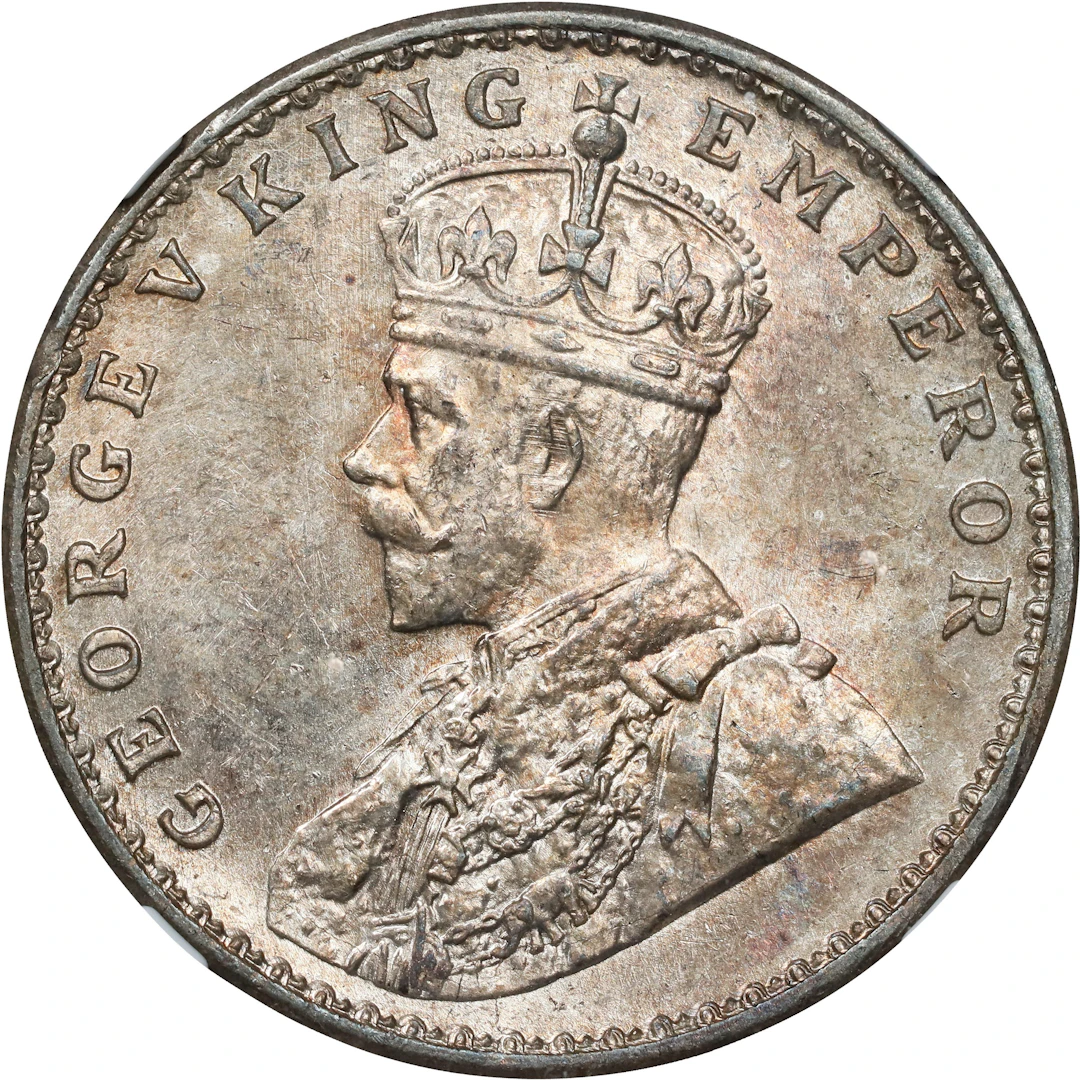 INDIA. Rupee, 1919-(C). Calcutta Mint. George V. NGC MS-64.
