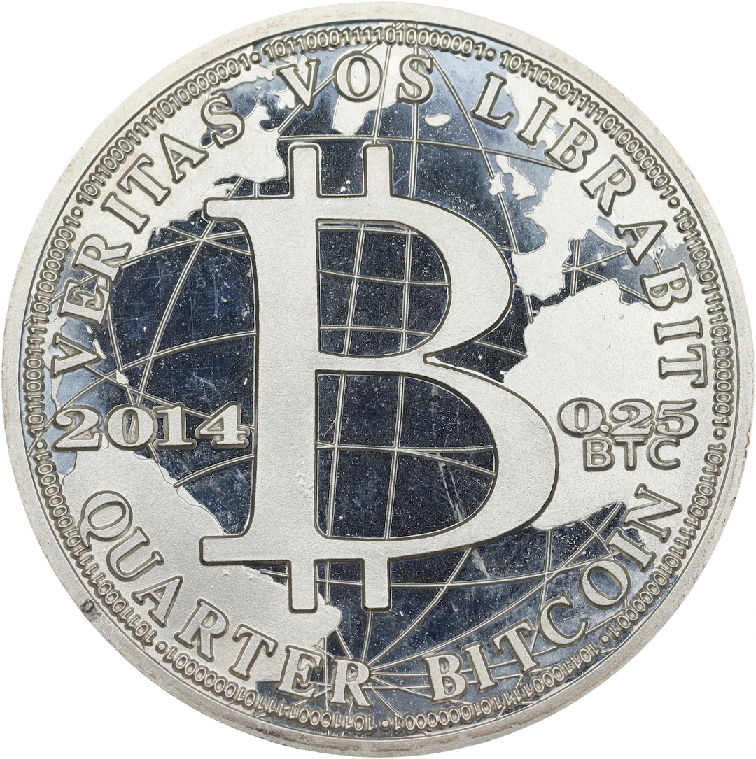 (1 oz, 31.104 g ASW). Bitcoin 1 oz Silver Round.