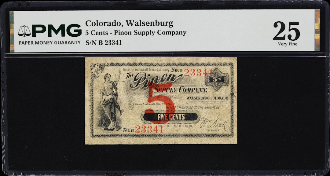 Walsenburg, Colorado. Pinon Supply Company. ND 5 Cents. PMG Very Fine 25.
