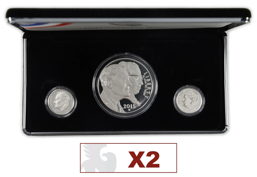 (1.836 oz, 57.115 g ASW). Lot of (2) 2015 March of Dimes Special Silver