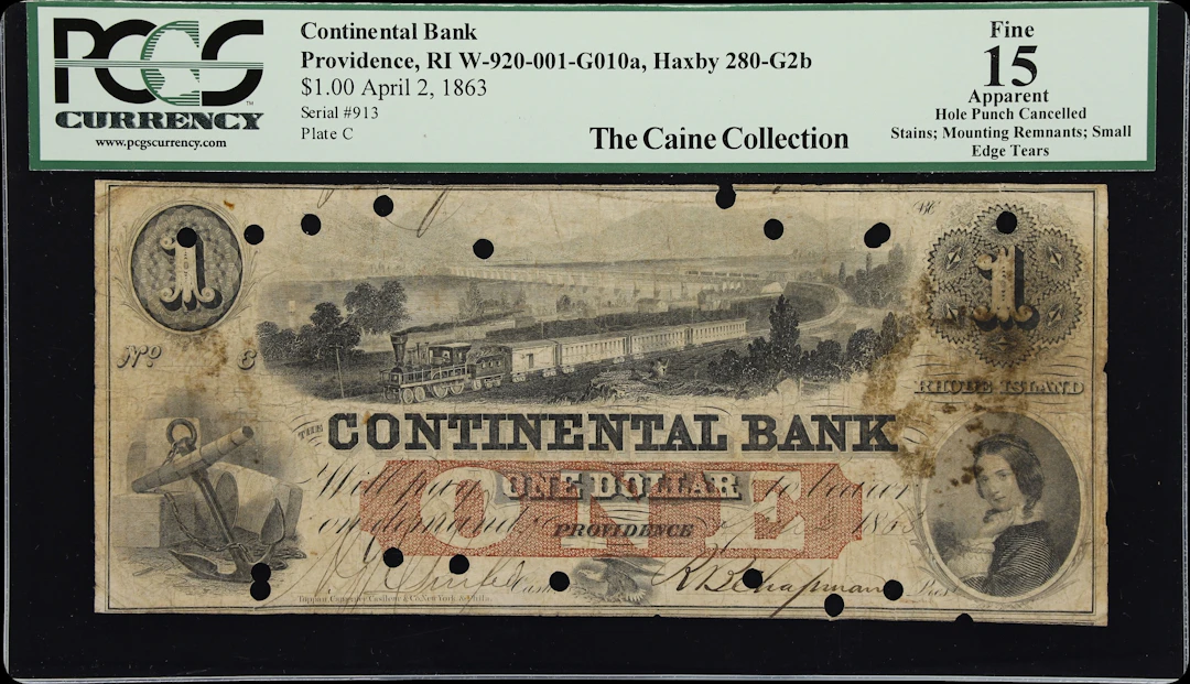 Providence, Rhode Island. Continental Bank. 1863 $1. PCGS Currency