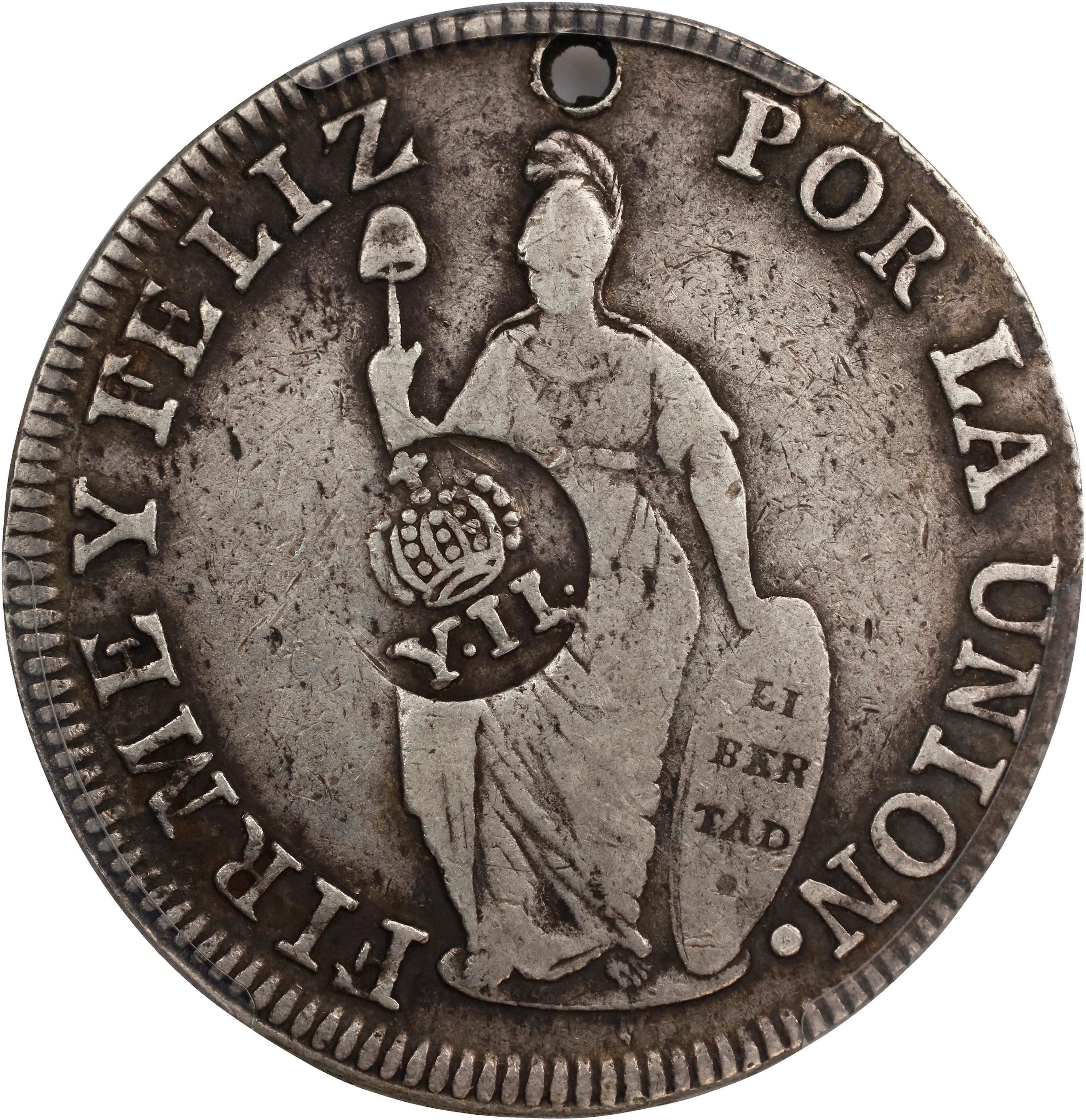 PHILIPPINES. Philippines - Peru. 8 Reales, ND (1834-37). Manila Mint.