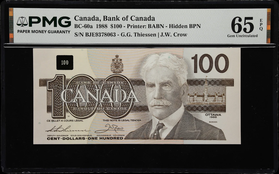 CANADA--BANK OF CANADA. Bank of Canada. 100 Dollars, 1988. BC-60a.