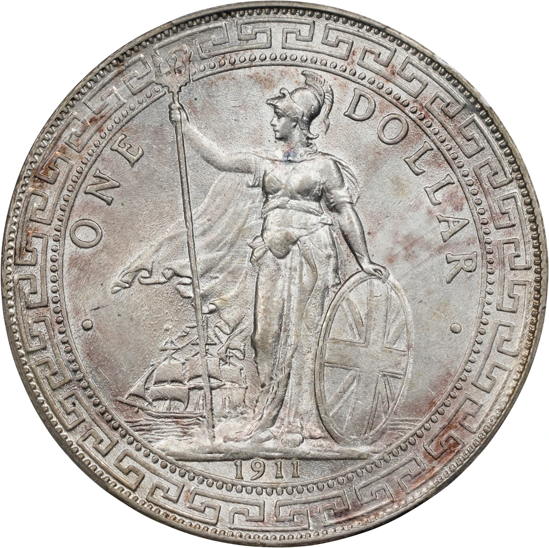 GREAT BRITAIN. Trade Dollar, 1911-B. Bombay Mint. George V. PCGS Genuine--Cleane