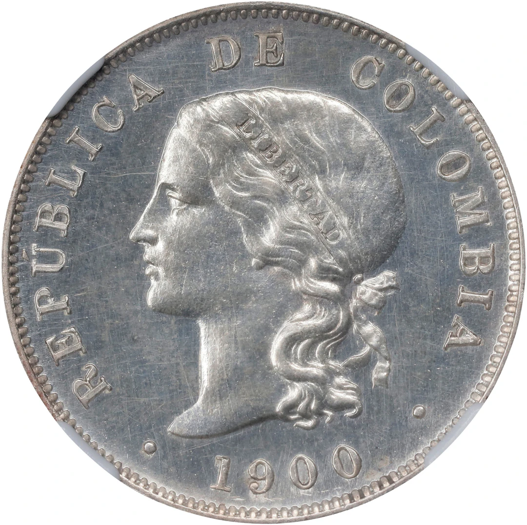 COLOMBIA. Silver 50 Centavos Pattern, 1900. Birmingham (Heaton) Mint.
