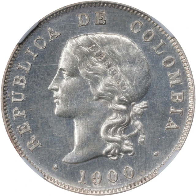 COLOMBIA. Silver 50 Centavos Pattern, 1900. Birmingham (Heaton) Mint.