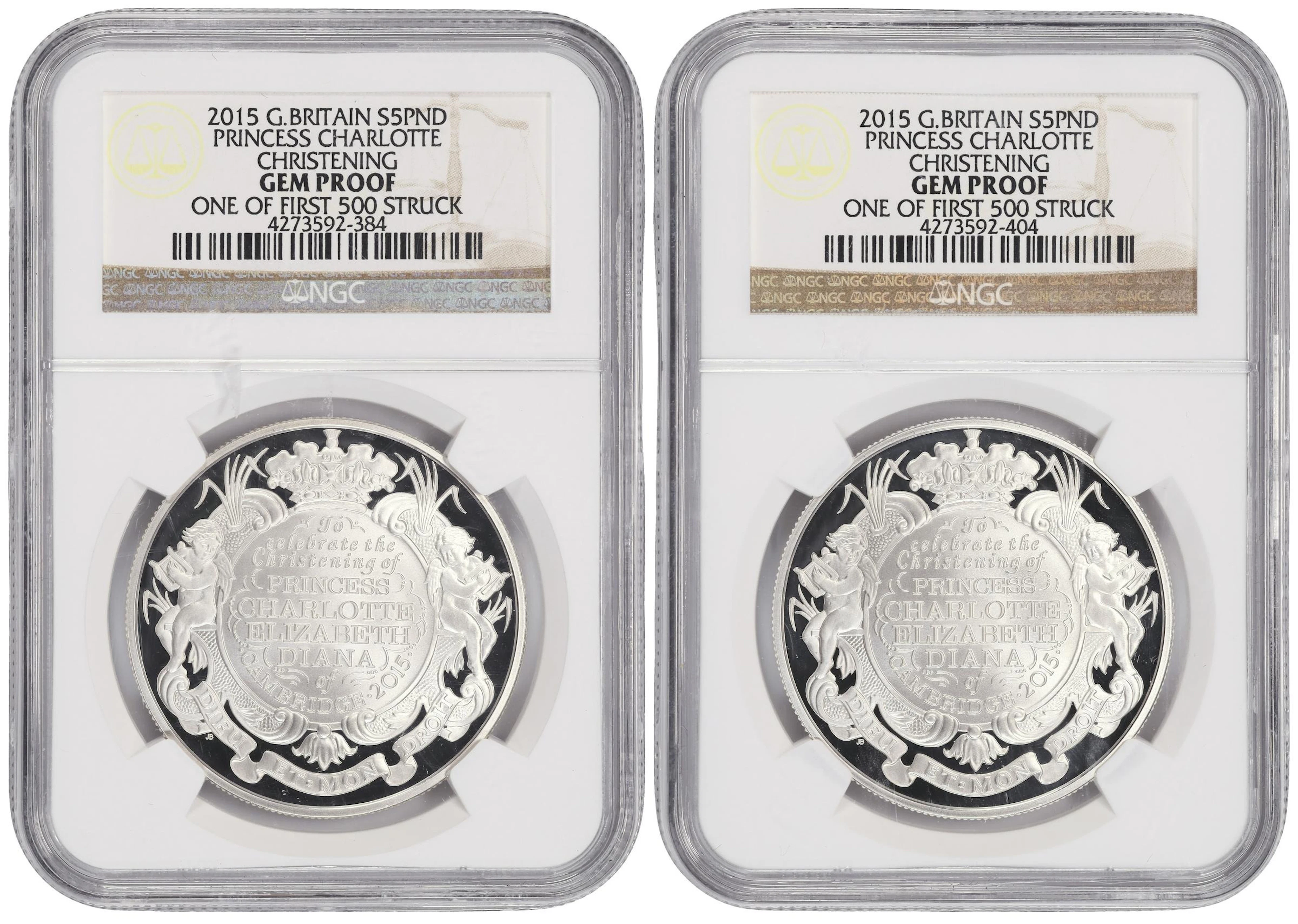 (1.682 oz, 52.317 g ASW). Great Britain. Lot of (2) 2015 Princess