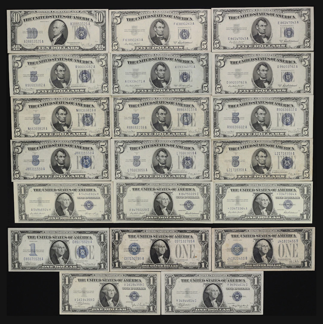 Lot of (19) Mixed Friedbergs. 1928 - 57 $1, $5, & $10 Silver Certificates.