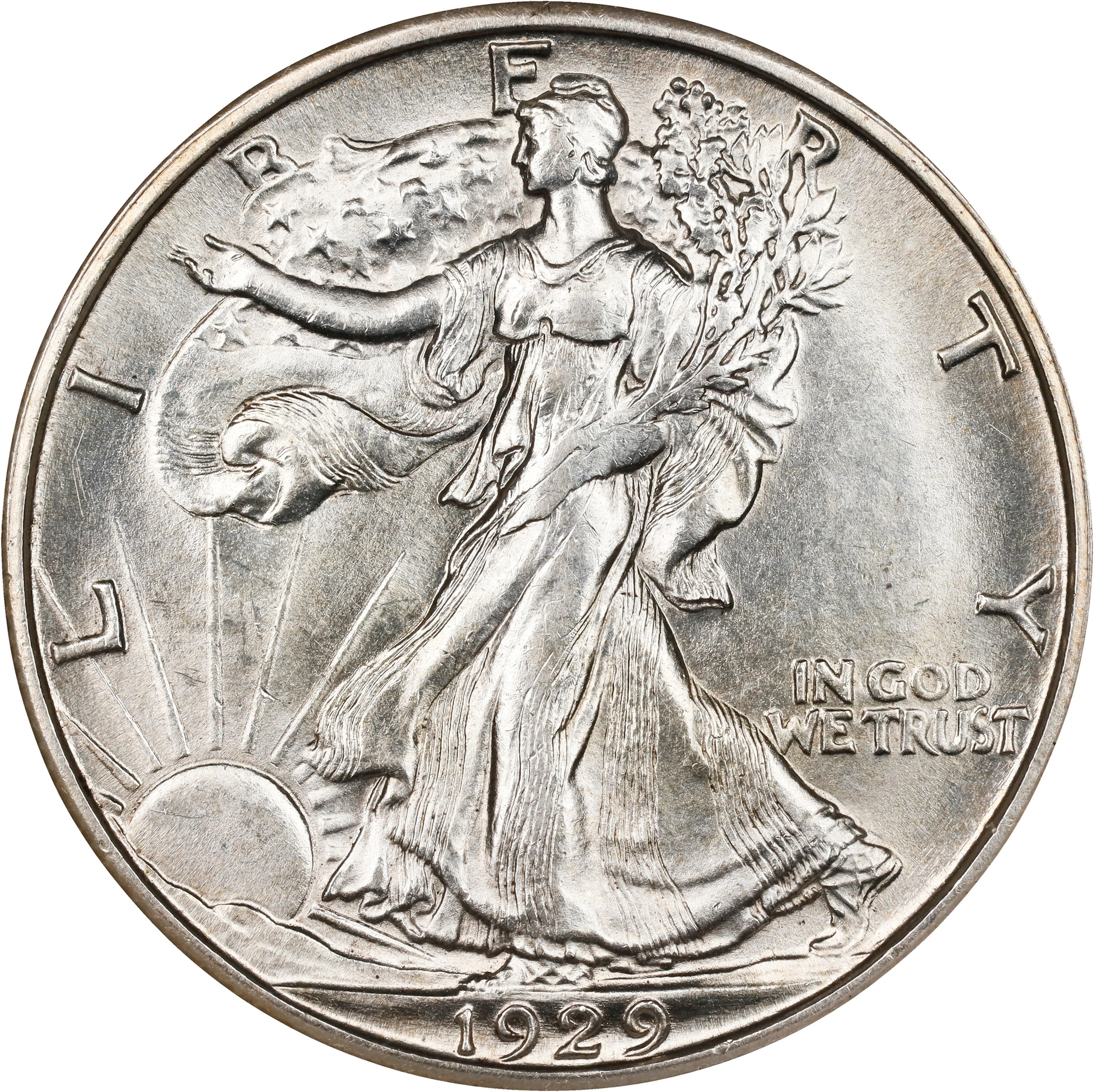 1929-D Walking Liberty Half Dollar. MS-62 (NGC).