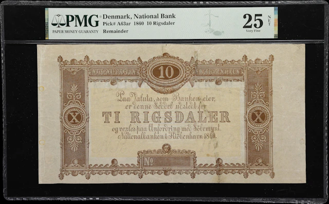 (◊) DENMARK. Nationalbanken i Kiobenhavn. 10 Rigsdaler, 1860. P-A63ar.