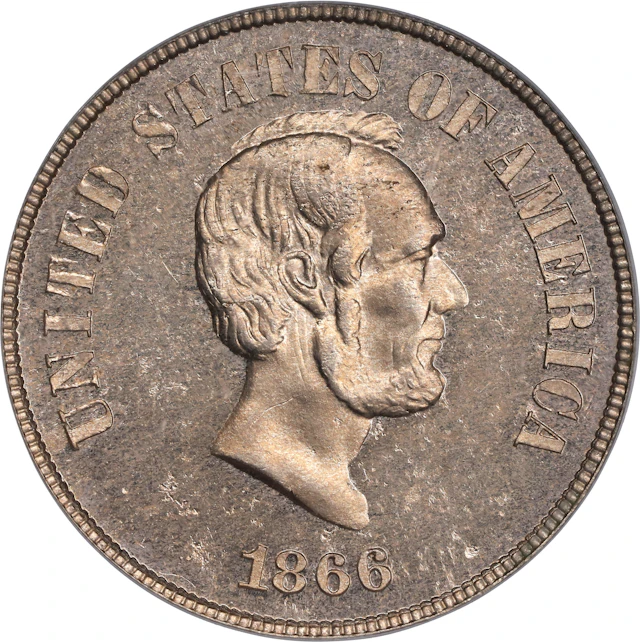 1866 Pattern Lincoln Five Cents. Judd-486, Pollock-575, Cunningham