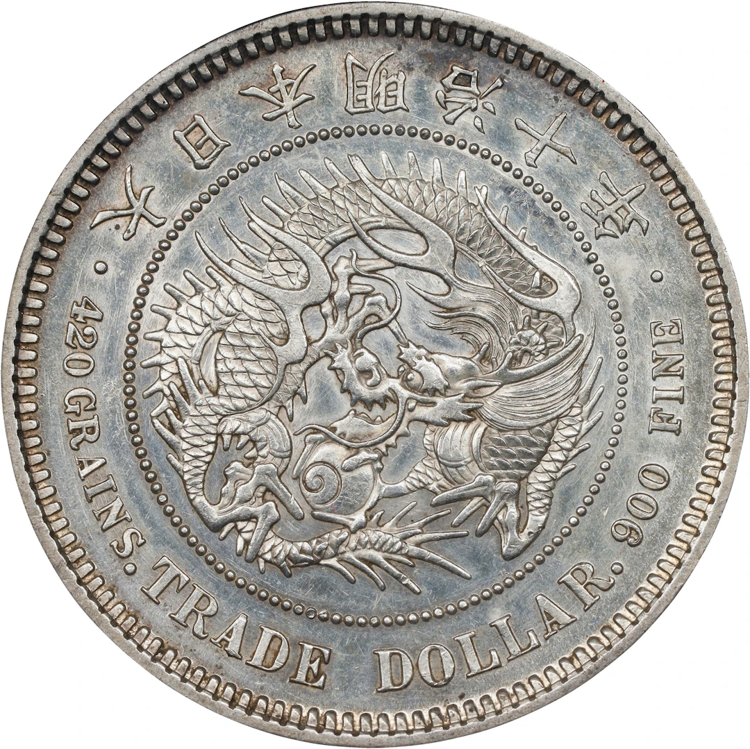 JAPAN. Trade Dollar, Year 10 (1877). Osaka Mint. Mutsuhito (Meiji).