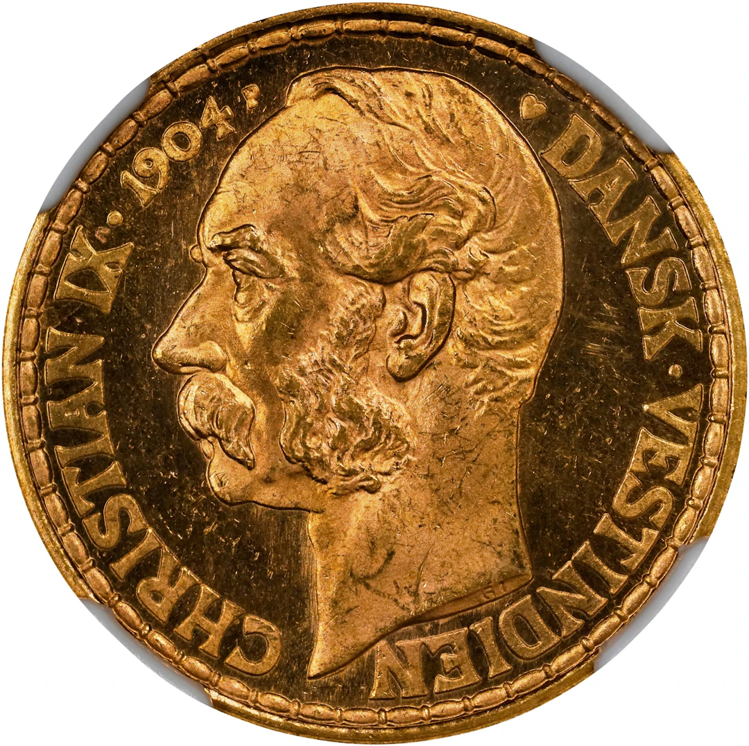 (◊) DANISH WEST INDIES. 4 Daler (20 Francs), 1904. Copenhagen Mint.