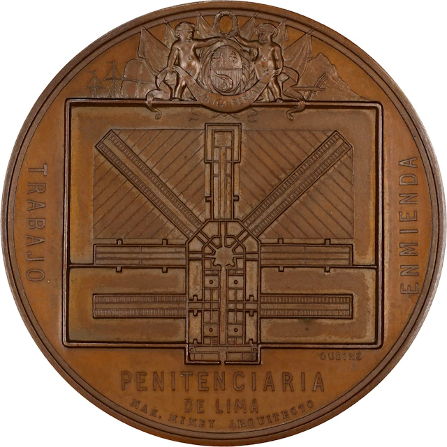 PERU. Bronze Lima Penitentiary Medal, 1862. UNCIRCULATED.