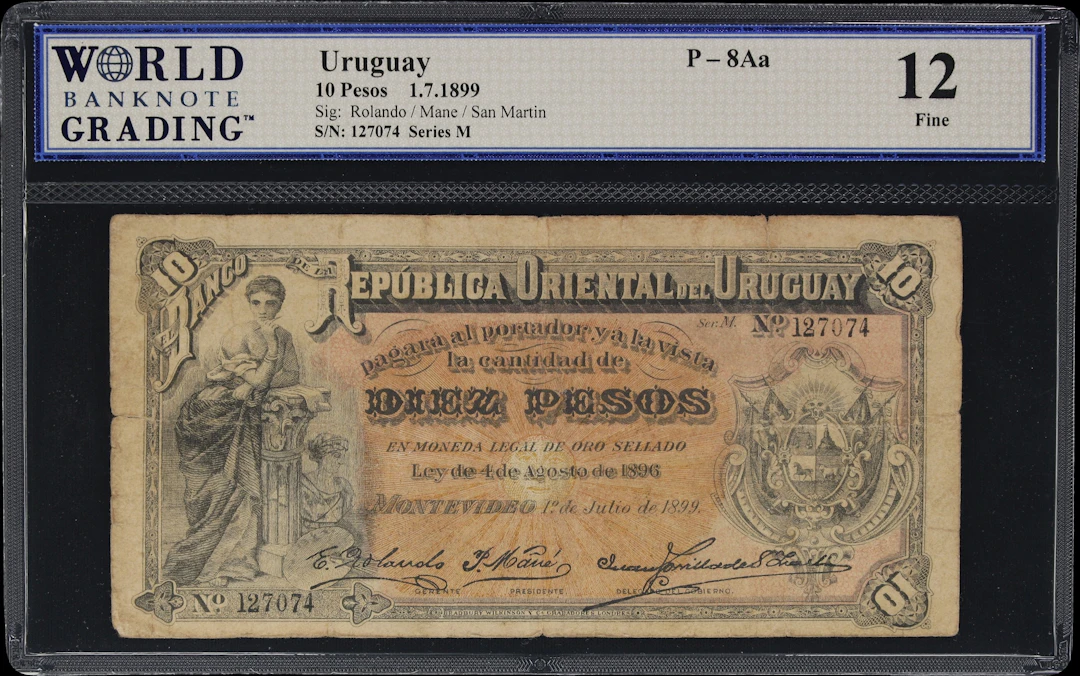 URUGUAY. Republica Oriental del Uruguay. 10 Pesos, 1.7.1899. P-8Aa.