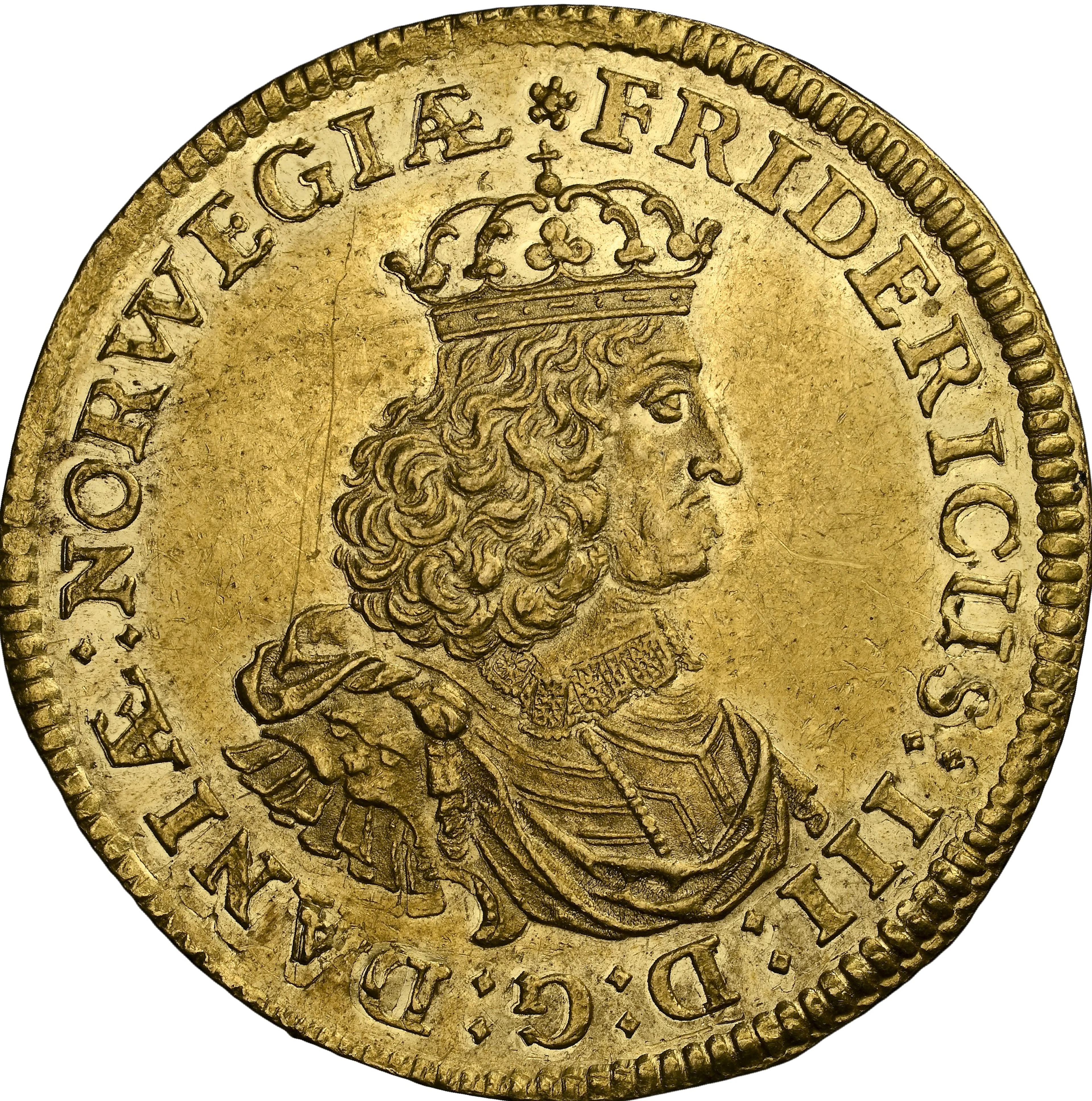 DENMARK. 2 Ducats, 1658. Copenhagen Mint. Frederik III. NGC MS-61.