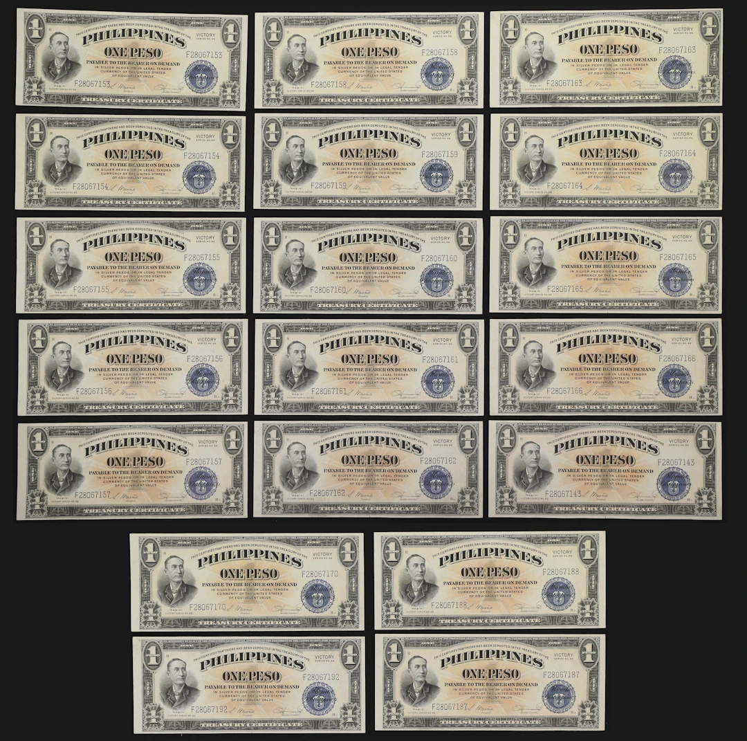 PHILIPPINES. Lot of (19). Treasury of the Philippines. 1 Peso, ND