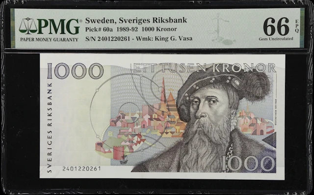 (◊) SWEDEN. Sveriges Riksbank. 1000 Kronor, 1992. P-60a. PMG Gem Uncirculated