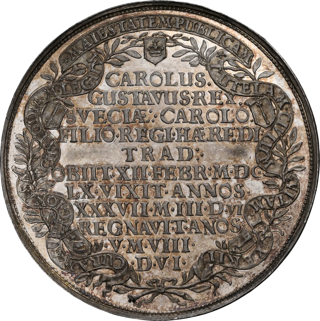SWEDEN. Death of the King Silver Medal / Riksdaler, 1660. Stockholm