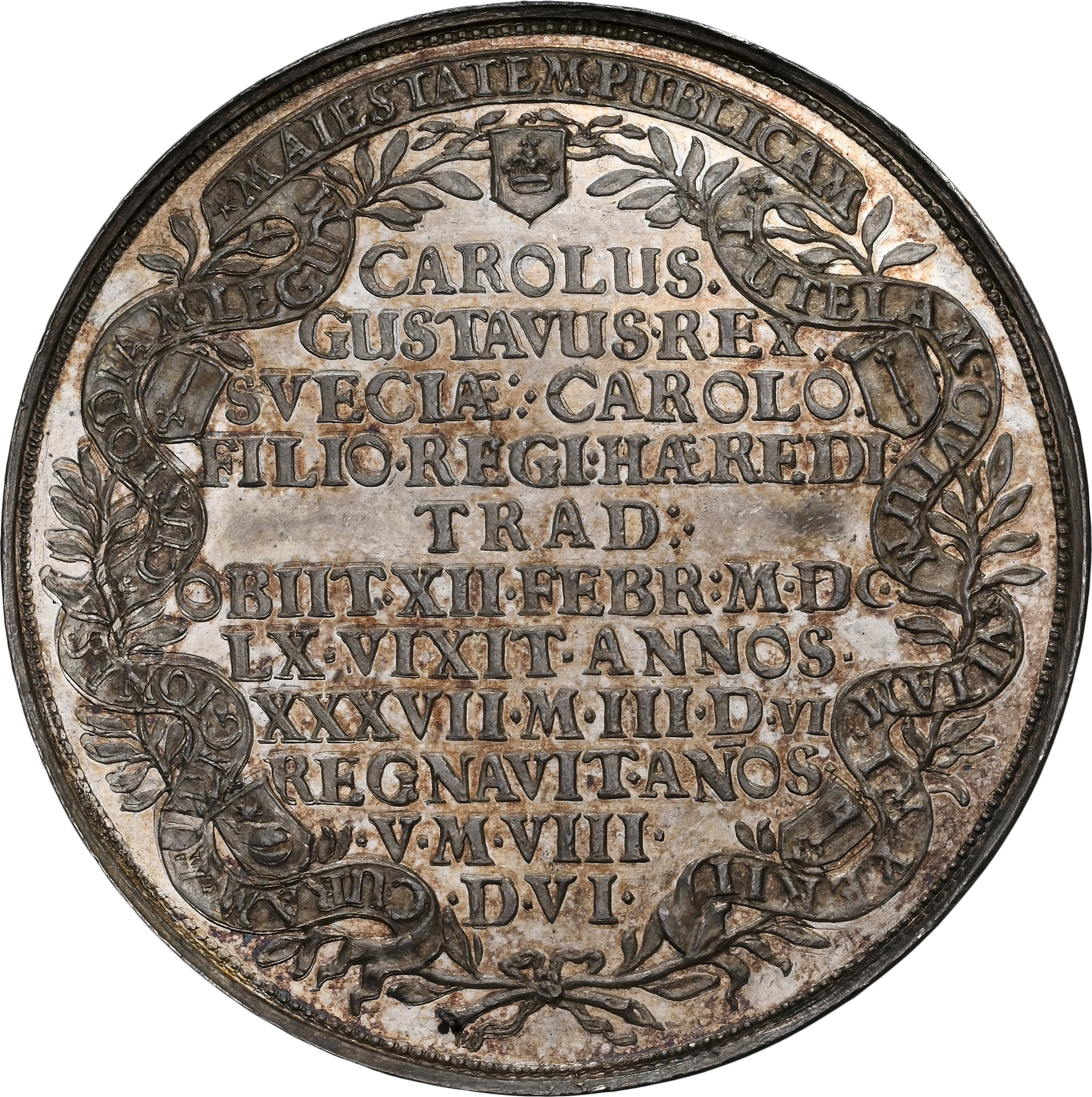 SWEDEN. Death of the King Silver Medal / Riksdaler, 1660. Stockholm