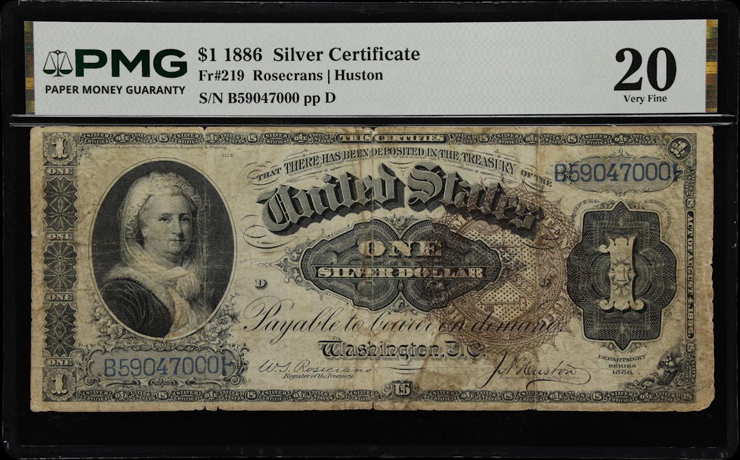 Fr. 219. 1886 $1 Silver Certificate. PMG Very Fine 20.