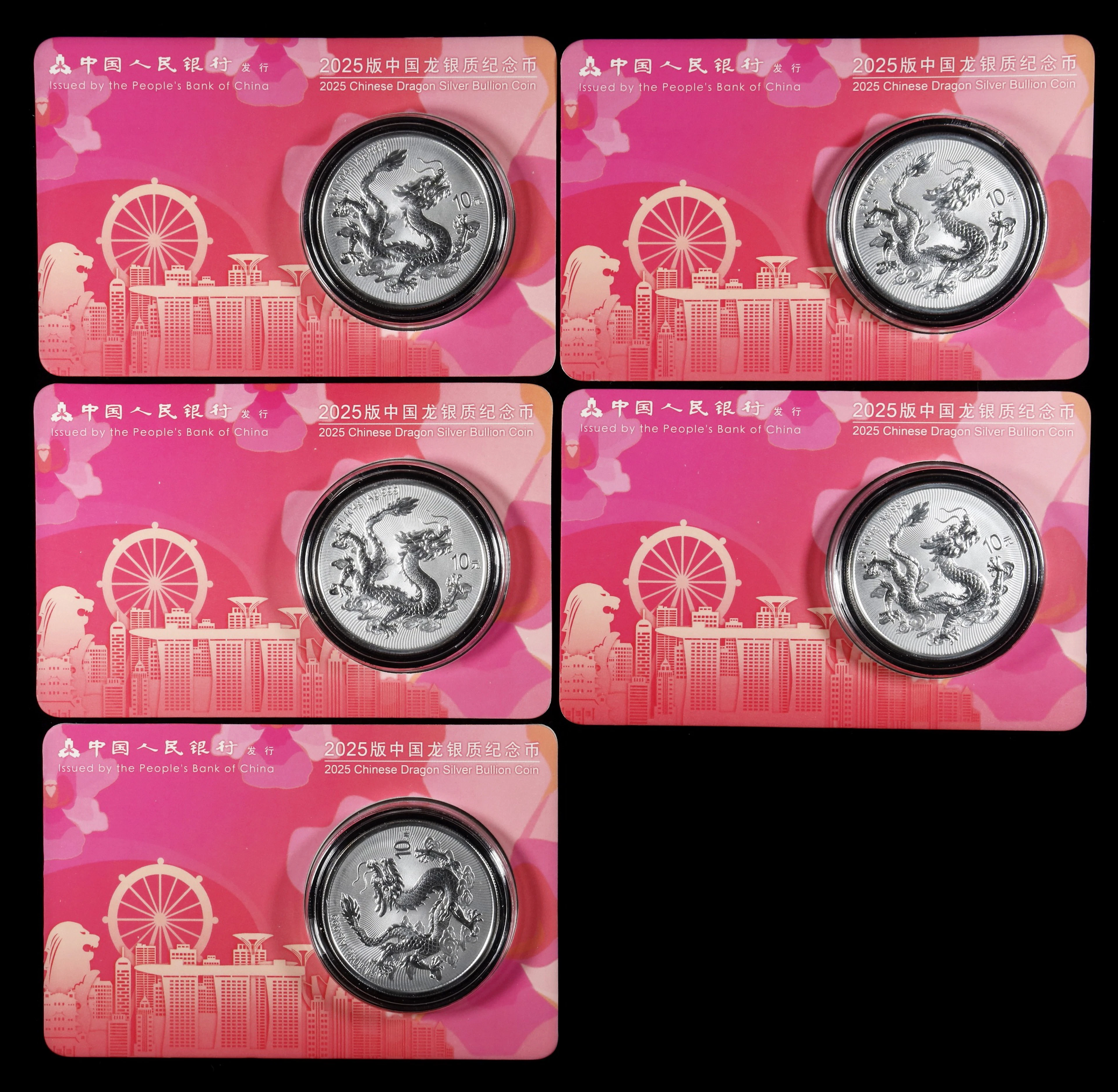CHINA. Quintet of Silver 10 Yuan (5 Pieces), 2025. Lunar Series, Year