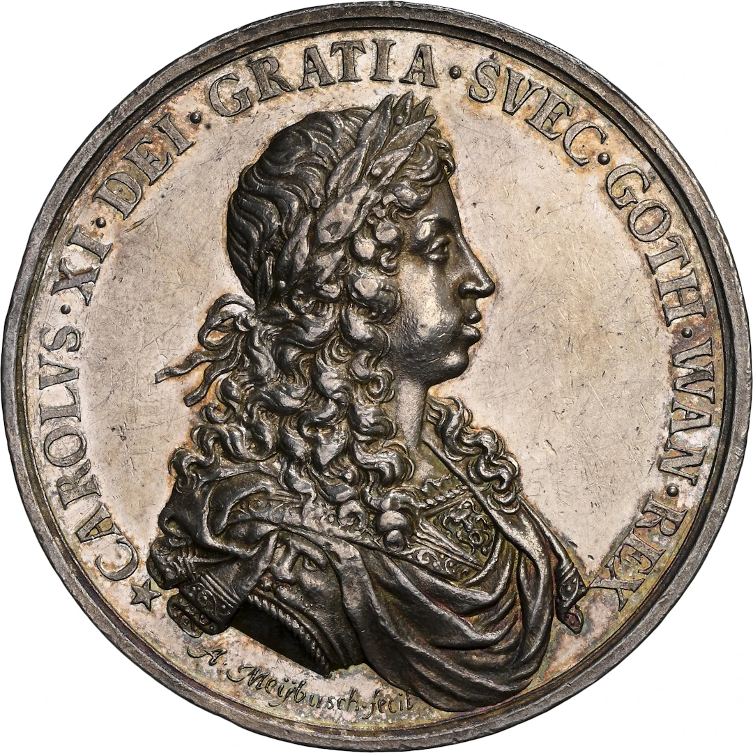SWEDEN. King's Eriksgata Travels Silver Medal, ND (1673). Karl XI. NGC AU-58.