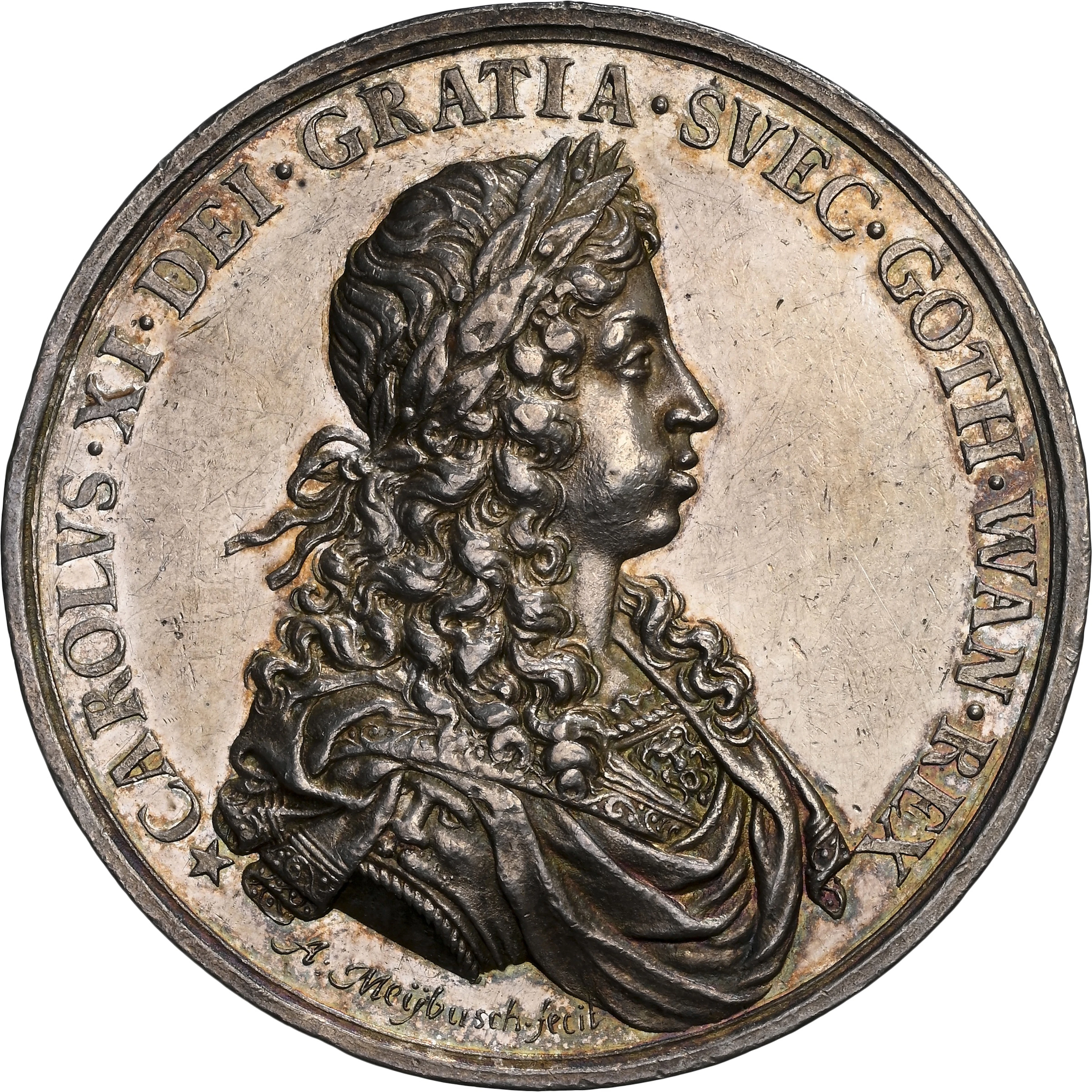 SWEDEN. King's Eriksgata Travels Silver Medal, ND (1673). Karl XI. NGC AU-58.