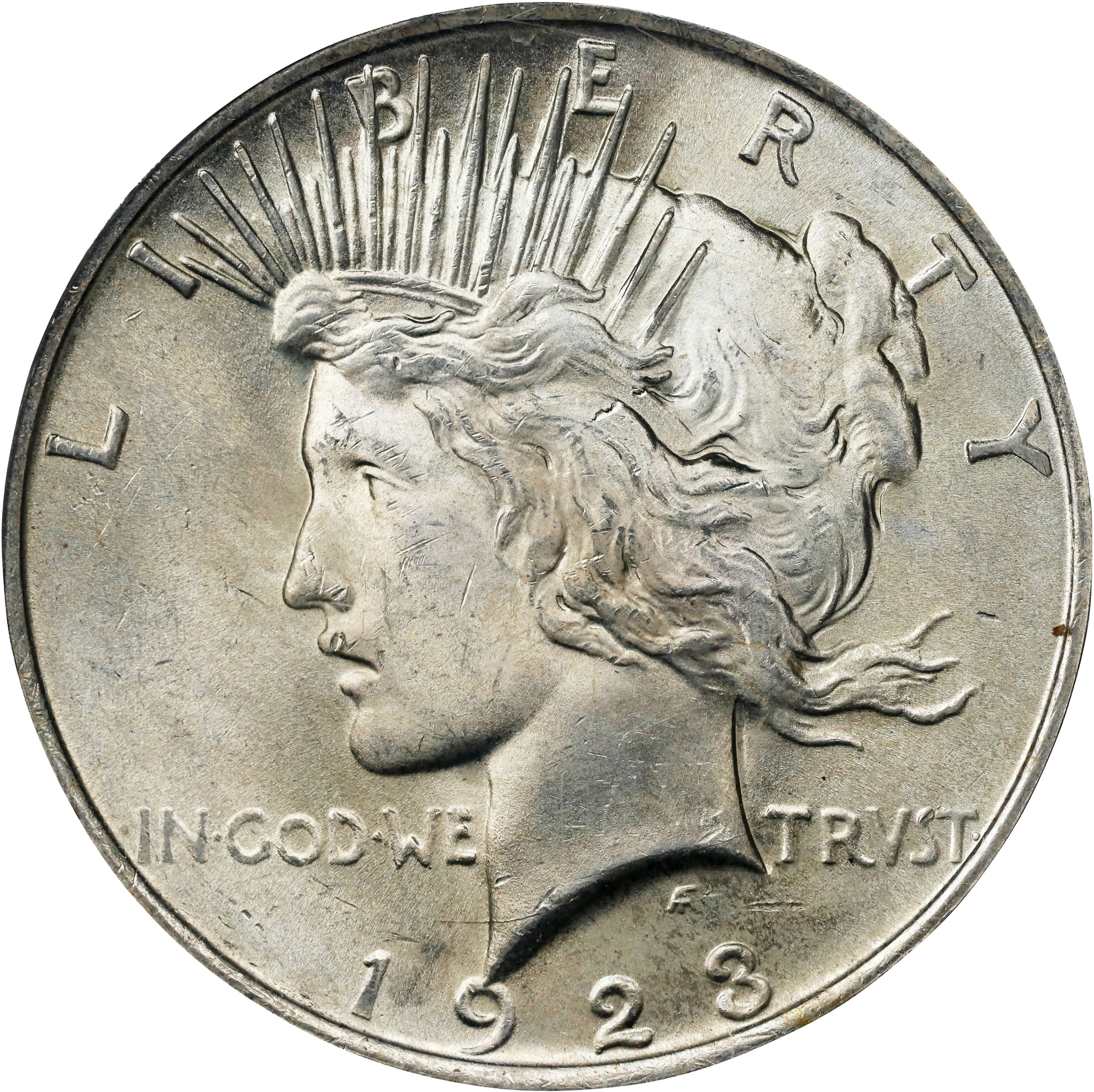 1923 Peace Silver Dollar. MS-63 (PCGS). OGH Generation 2.0 Doily.
